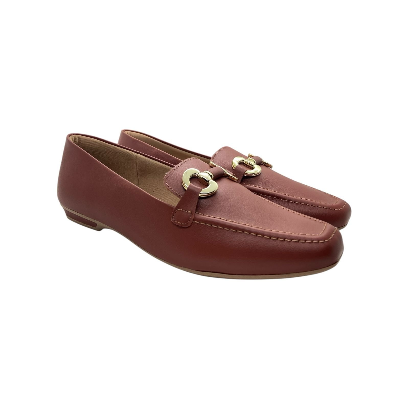 Mocassim Feminino Usaflex Loafer Couro Flatform Marrom Marrom 2