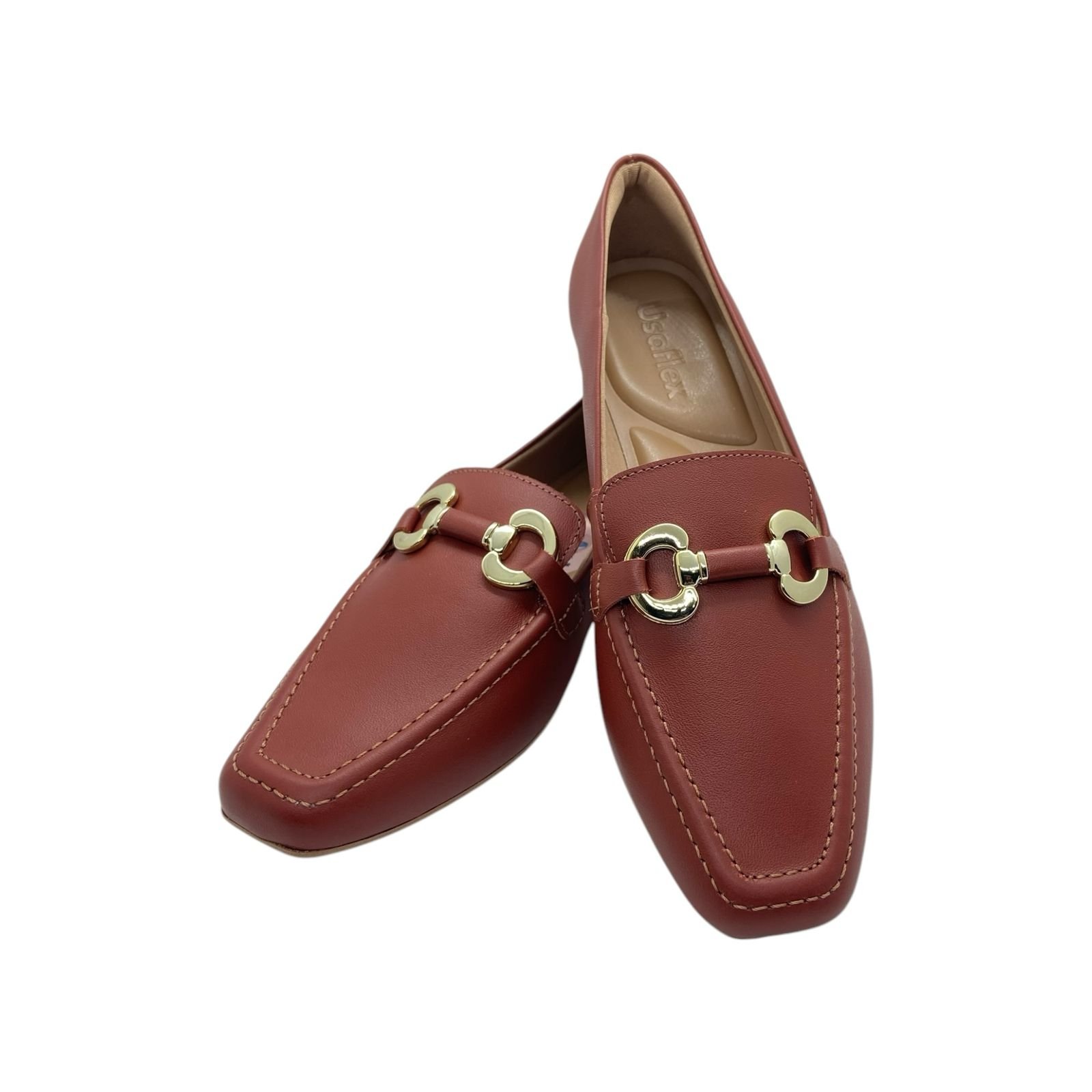 Mocassim Feminino Usaflex Loafer Couro Flatform Marrom Marrom 3