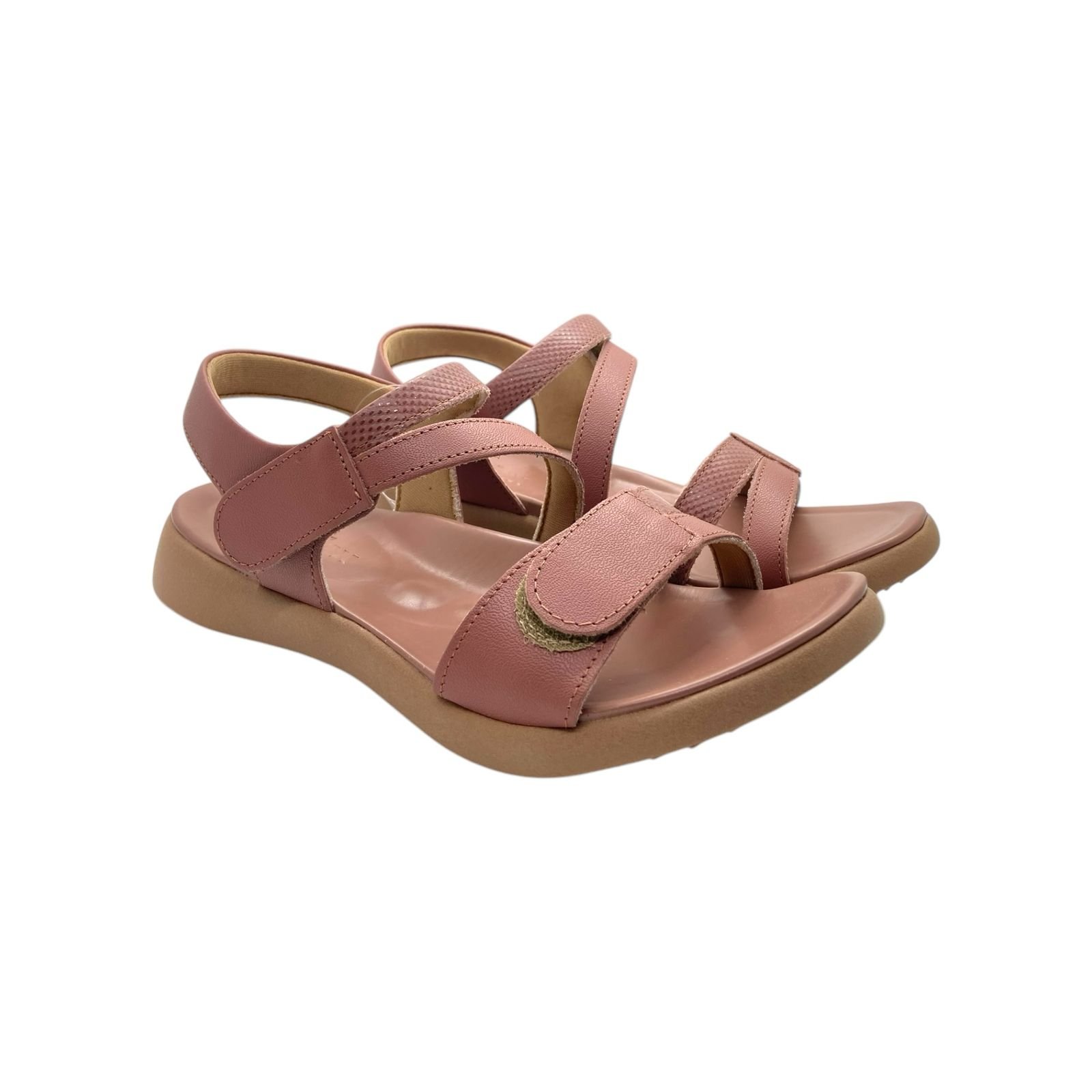 Sandalia Feminina Usaflex Couro Tiras Fecho Flex Rosa Rosa 2