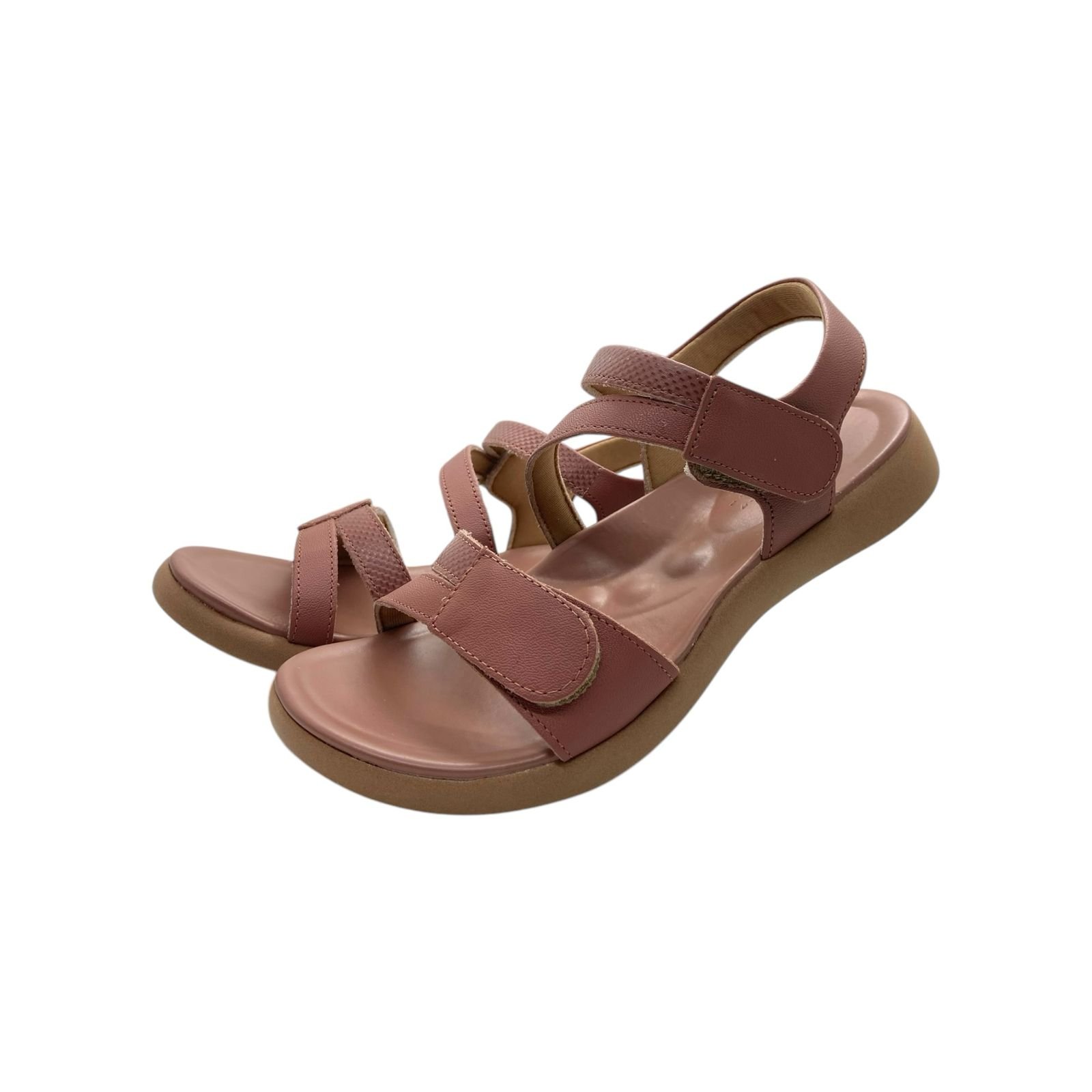 Sandalia Feminina Usaflex Couro Tiras Fecho Flex Rosa Rosa 4