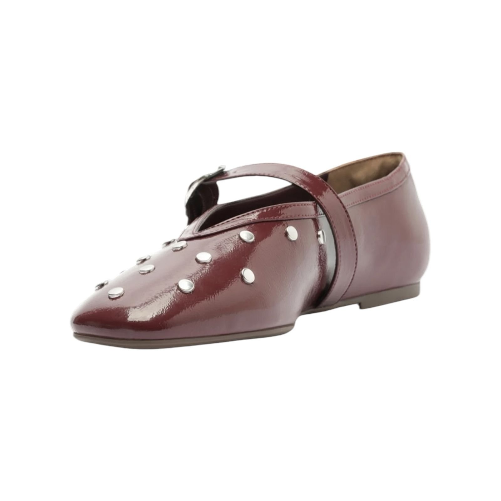 Sapatilha Feminina Anacapri Verniz Boneca Tachas Vinho Vinho 3