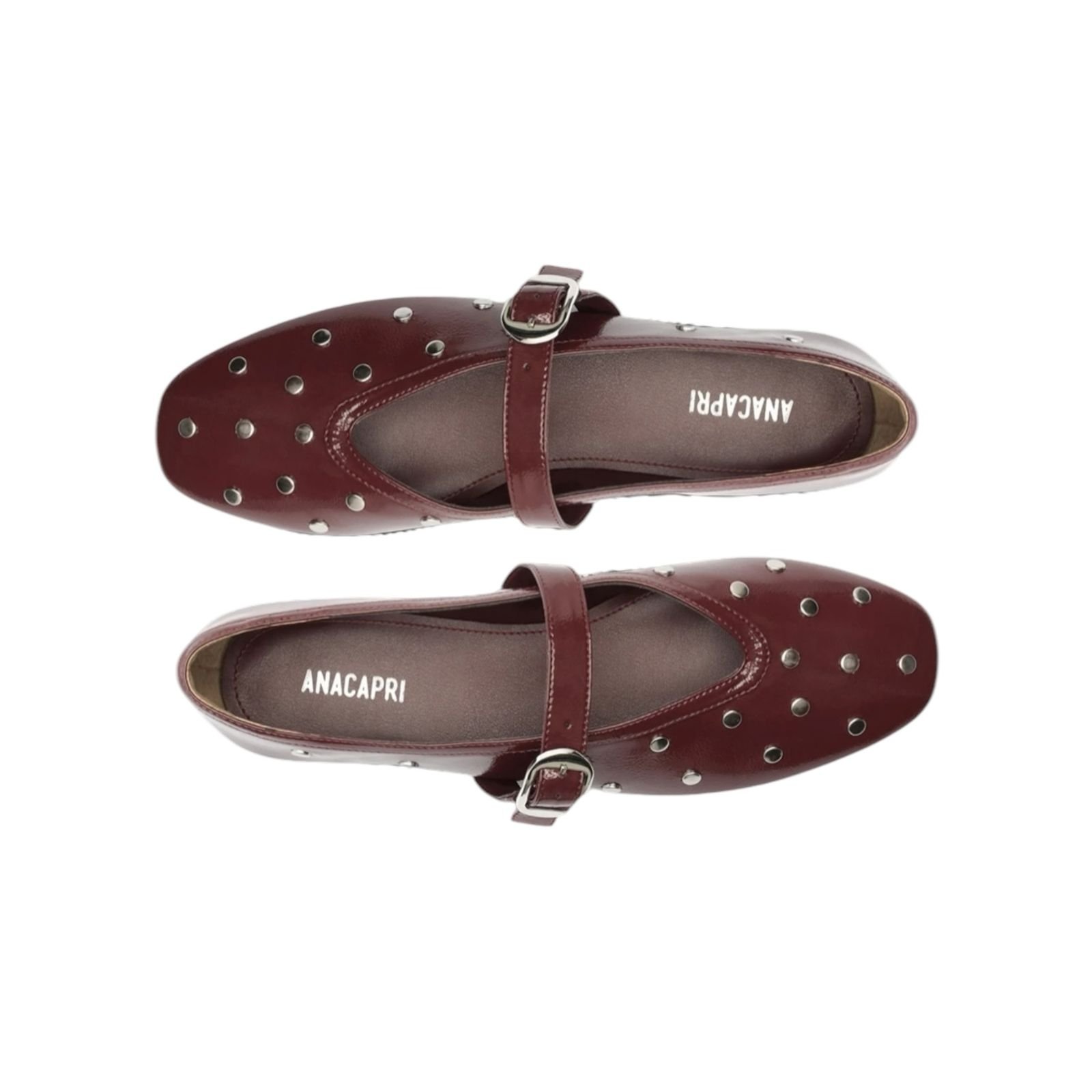 Sapatilha Feminina Anacapri Verniz Boneca Tachas Vinho Vinho 4