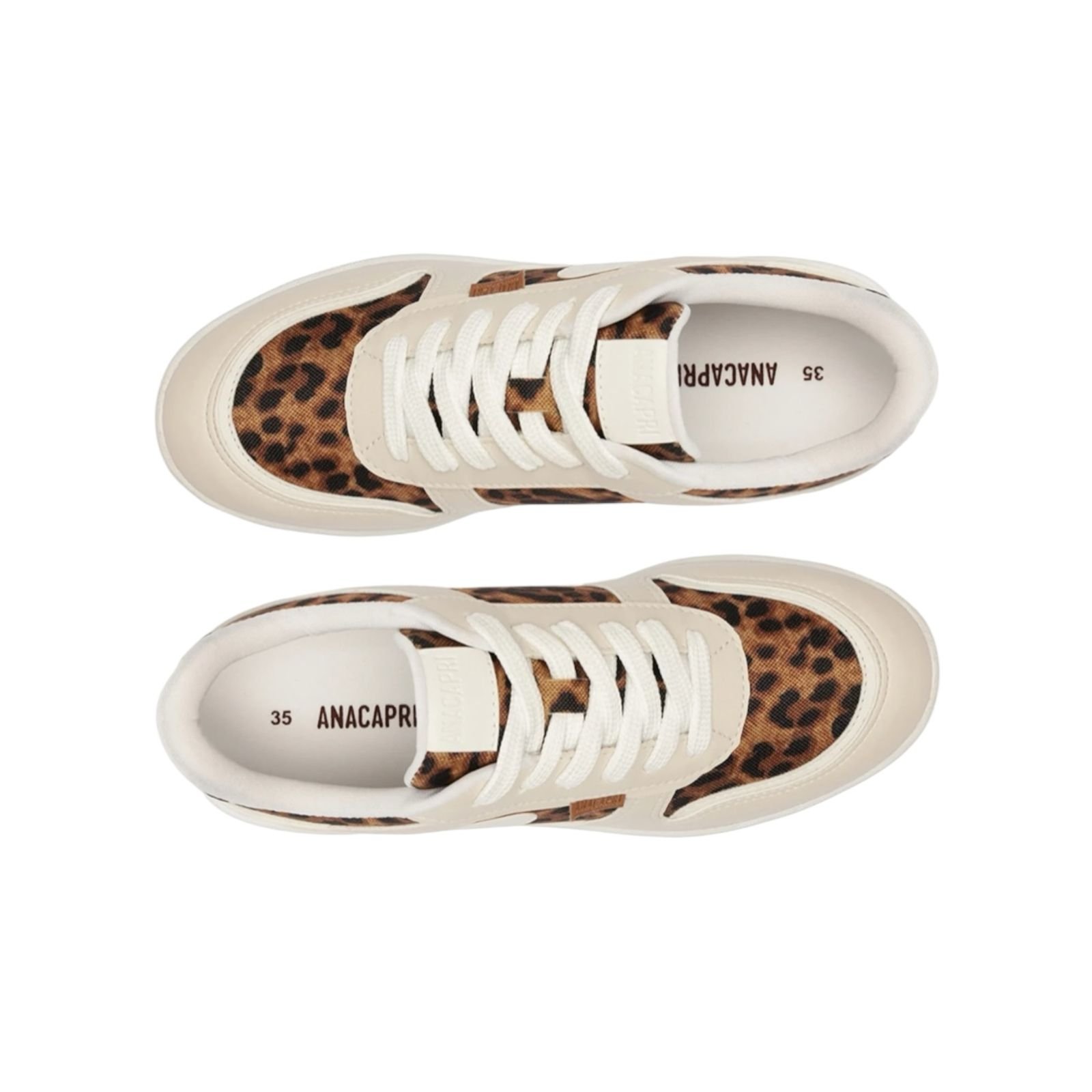 Tenis Feminino Anacapri Casual Street Recortes Animal Print Emilie Branco Bege 4