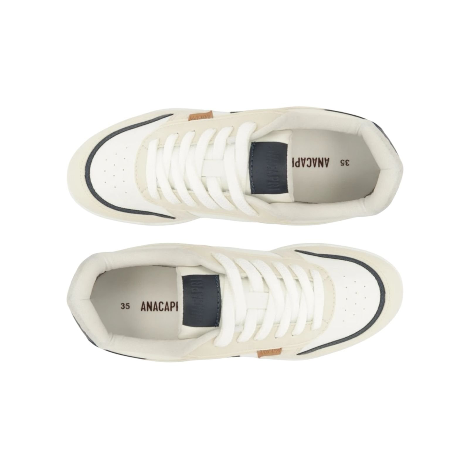 Tenis Feminino Anacapri Casual Street Recortes Emilie Azul Branco/Azul 3