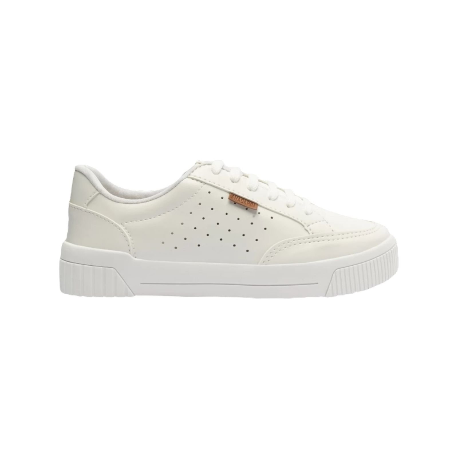Tenis Feminino Anacapri Casual Cadarço Amarração Urban Furinhos Branco