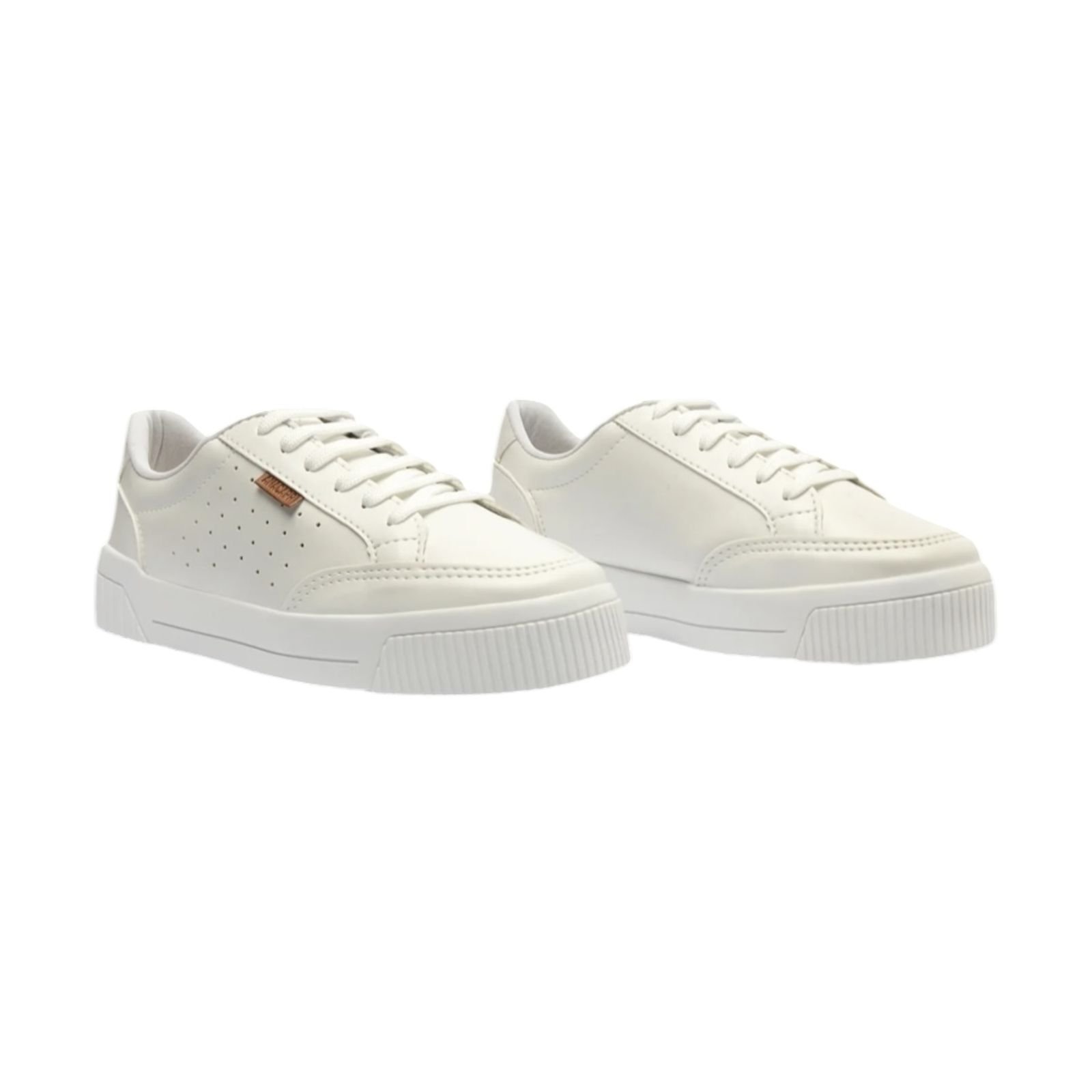 Tenis Feminino Anacapri Casual Cadarço Amarração Urban Furinhos Branco Branco 2
