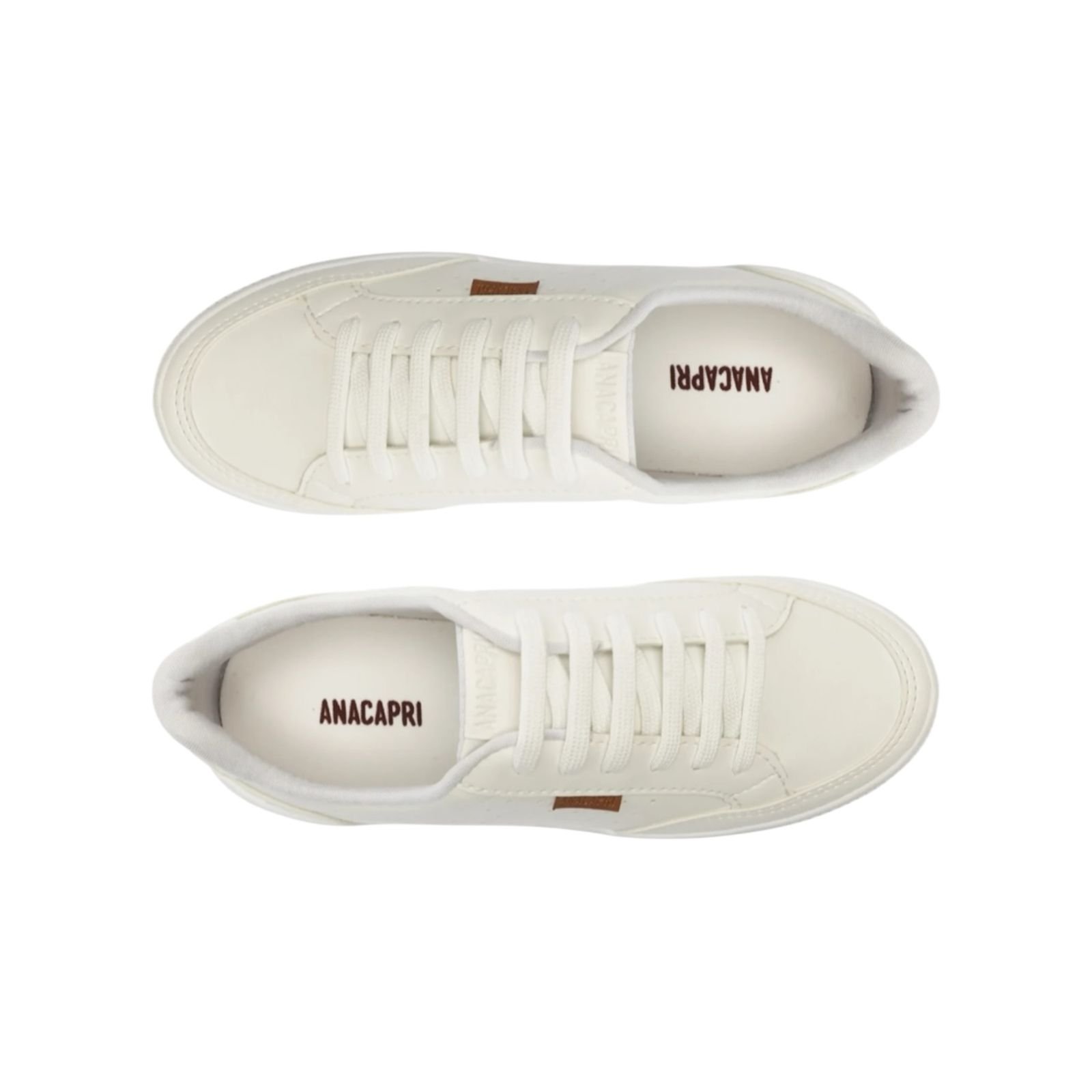 Tenis Feminino Anacapri Casual Cadarço Amarração Urban Furinhos Branco Branco 4