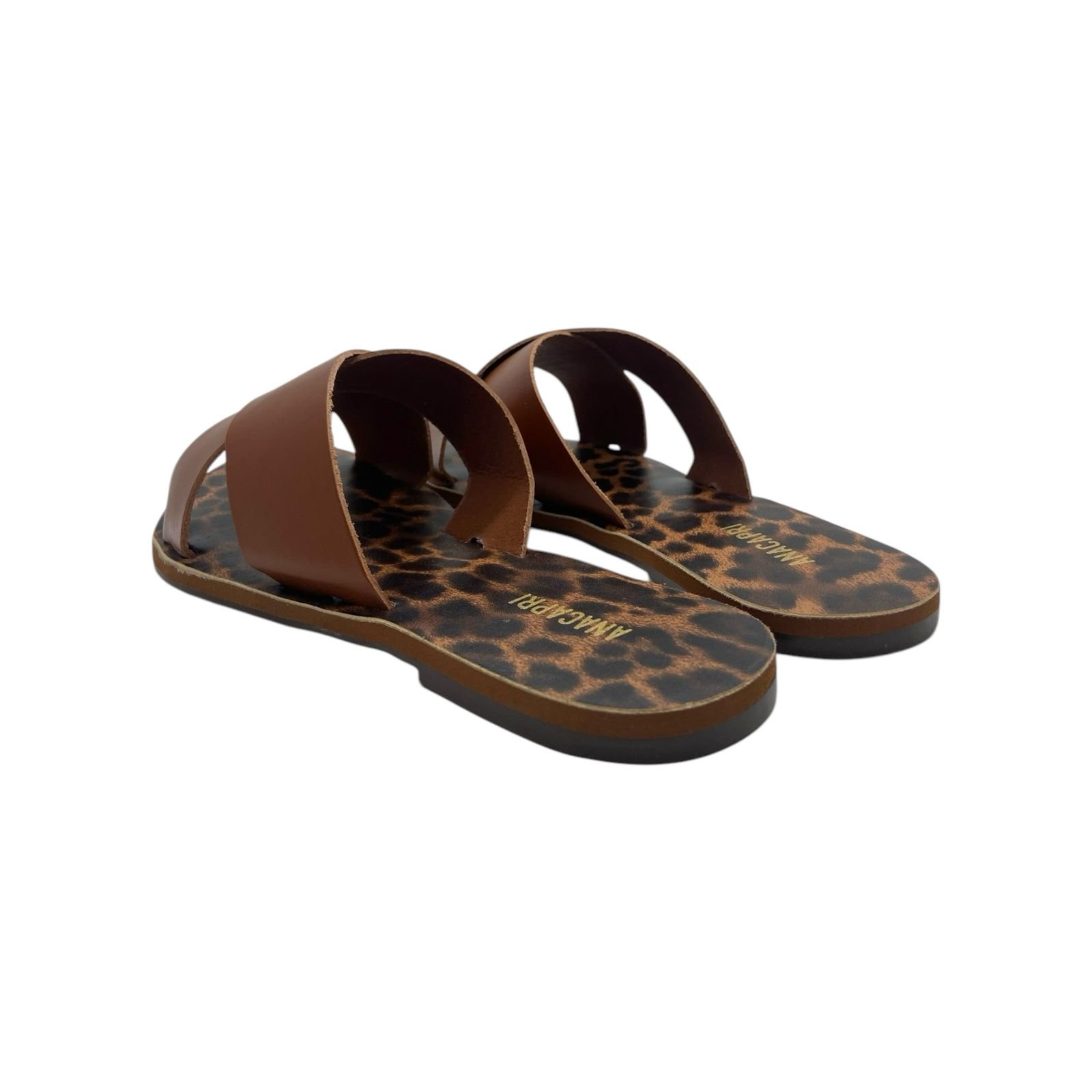 Rasteira Feminina Anacapri Couro Tiras Cruzadas Animal Print Marrom Marrom 4
