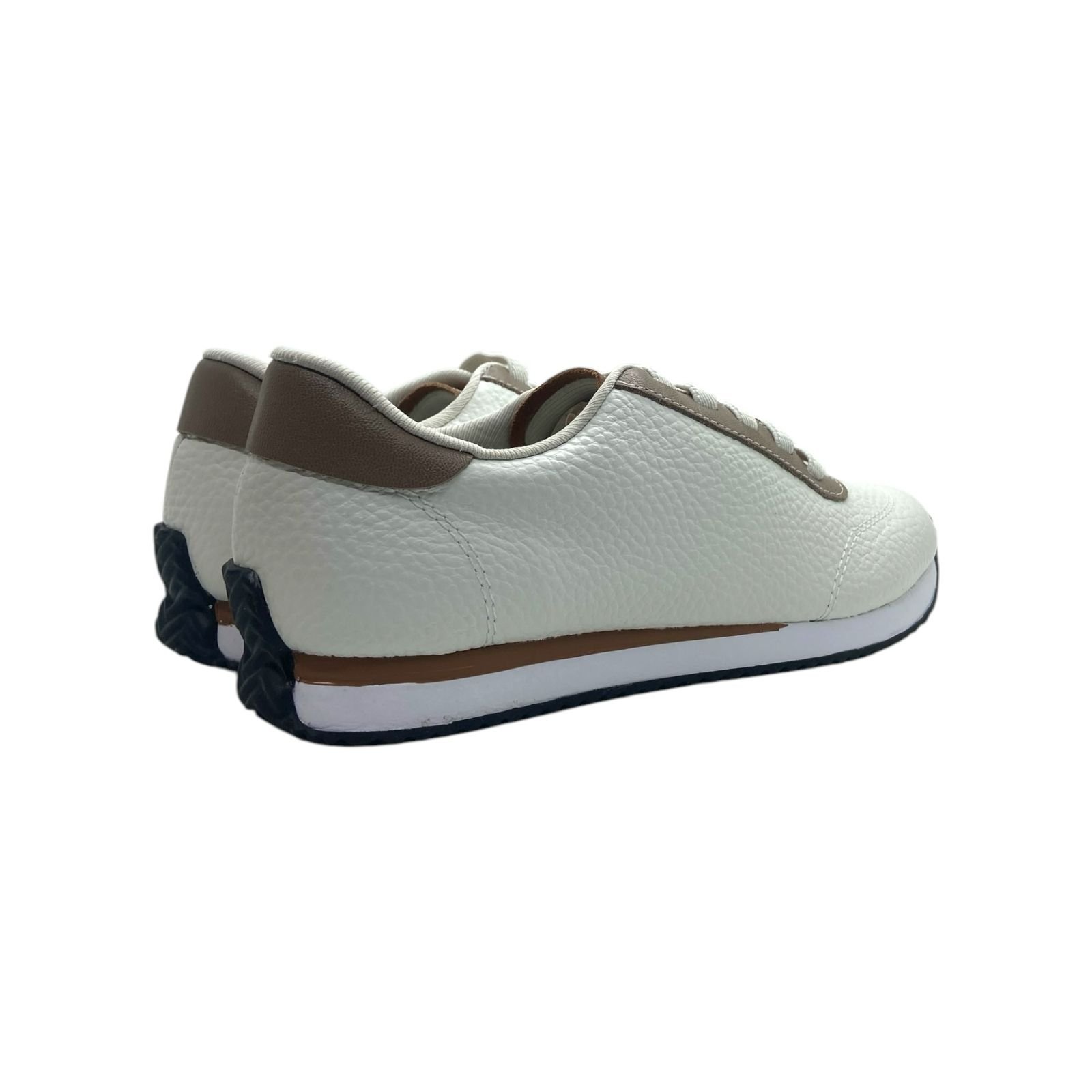 Tenis Feminino Usaflex Couro Casual Cadarço Elástico Branco Branco 4