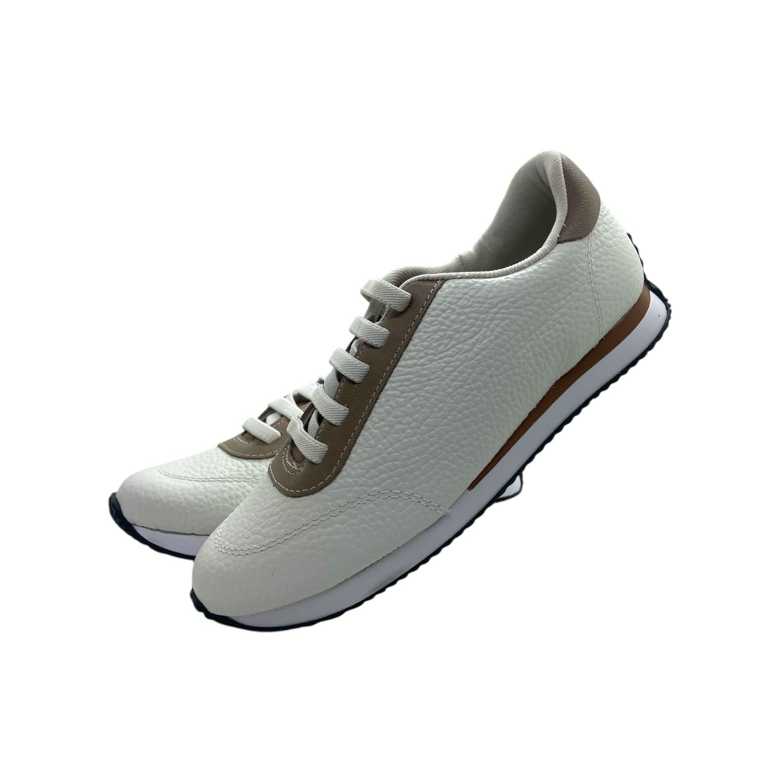 Tenis Feminino Usaflex Couro Casual Cadarço Elástico Branco Branco 5