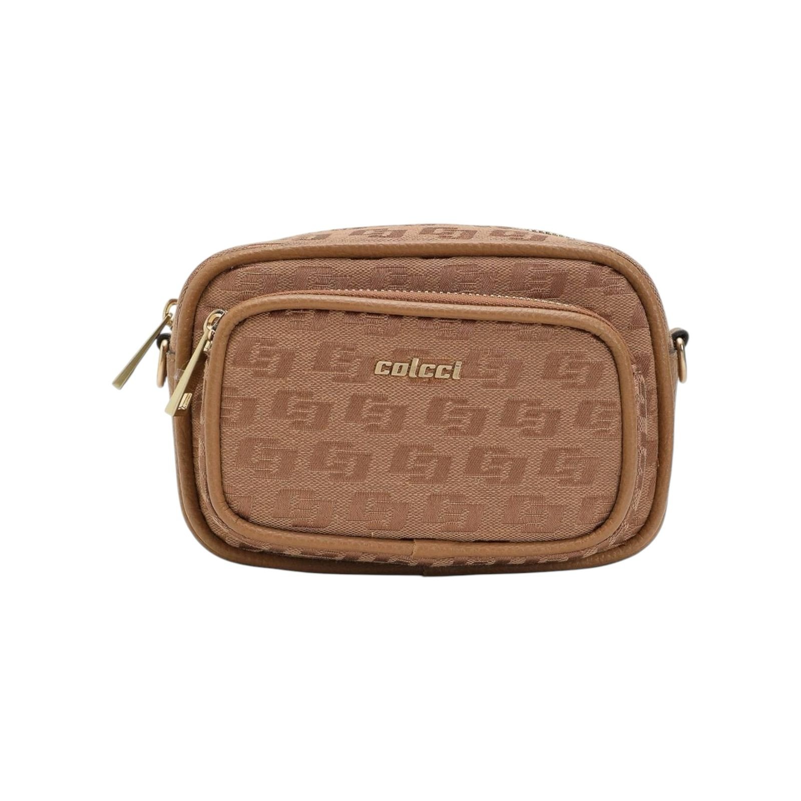 Bolsa Feminina Colcci Camera Bag Jacquard Tiracolo Pequena Caramelo