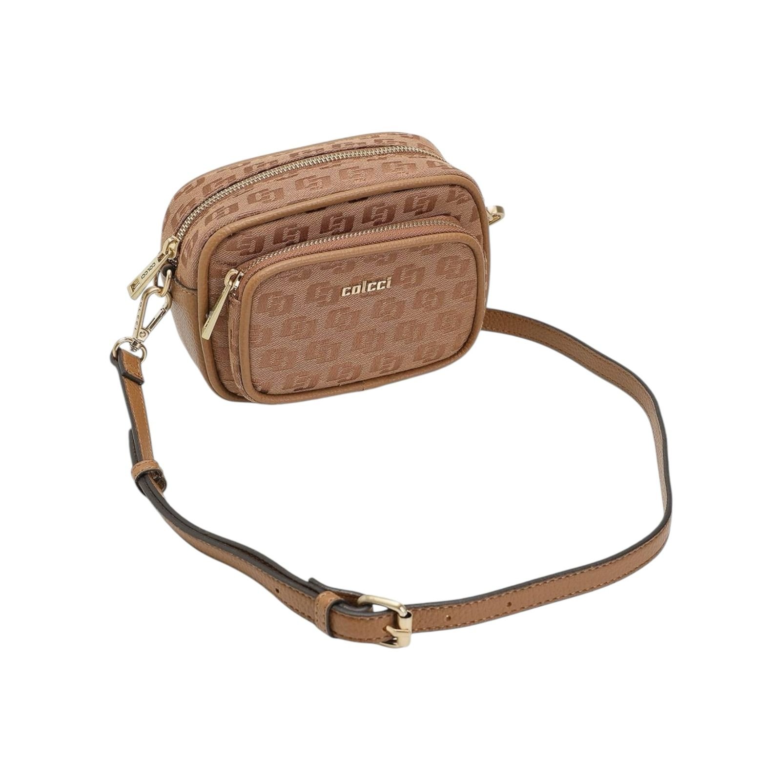 Bolsa Feminina Colcci Camera Bag Jacquard Tiracolo Pequena Caramelo Caramelo 2