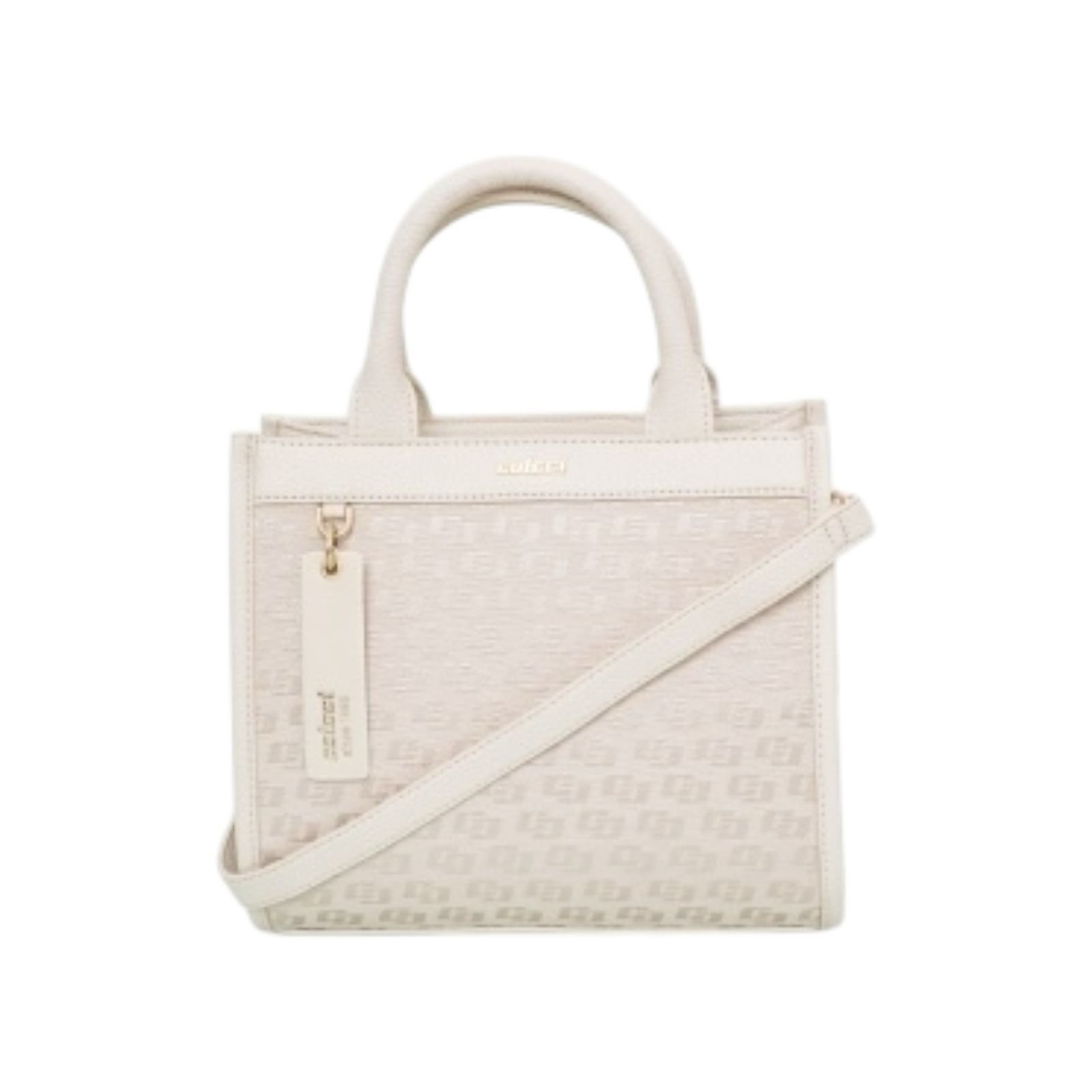 Bolsa Feminina Colcci Tote Jacquard Alça Dupla Media Creme