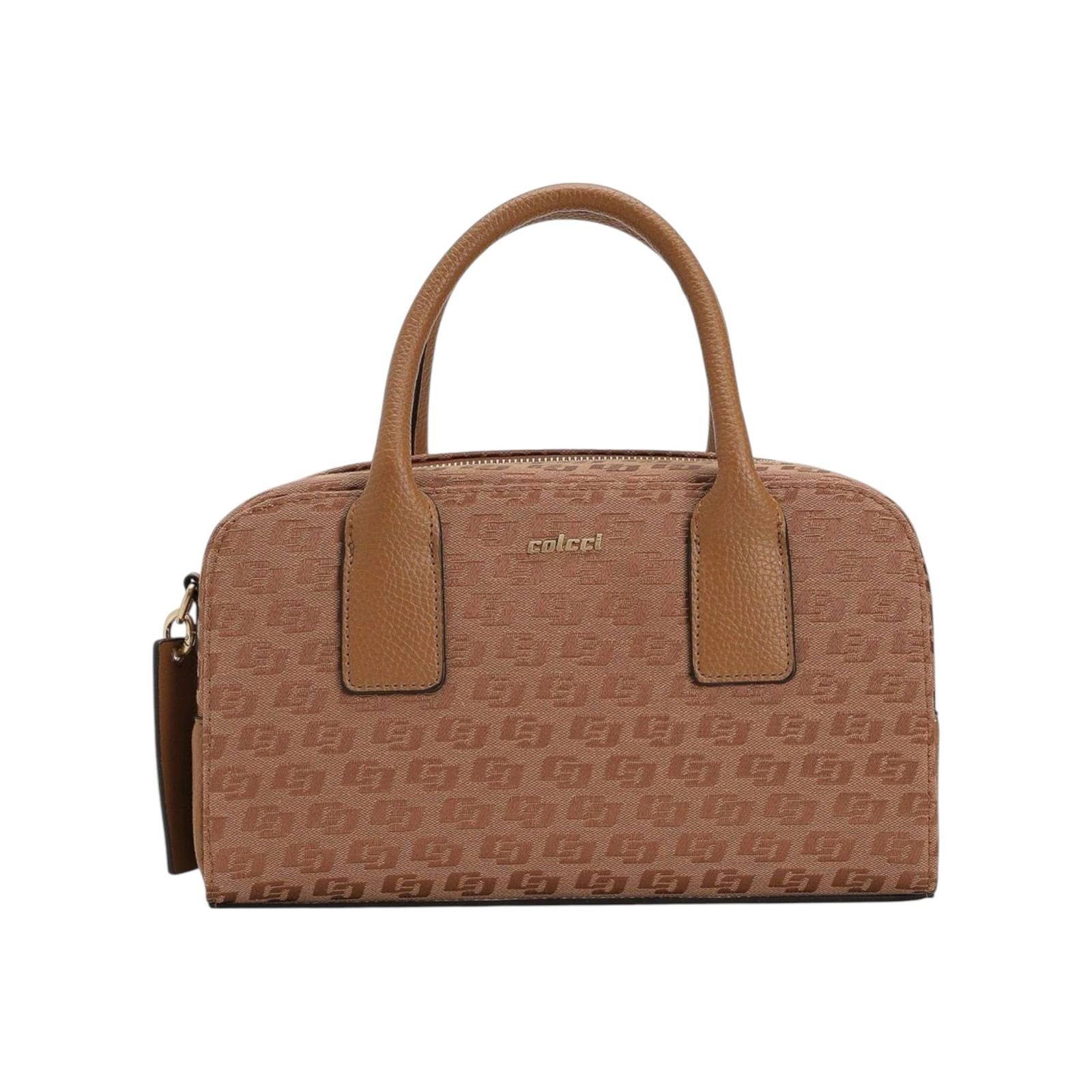 Bolsa Feminina Colcci Bowling Jacquard Alça Dupla Media Caramelo