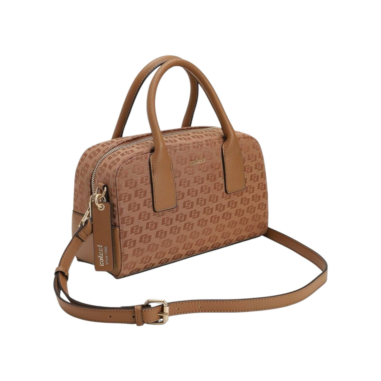 Bolsa Feminina Colcci Bowling Jacquard Alça Dupla Media Caramelo Caramelo 2