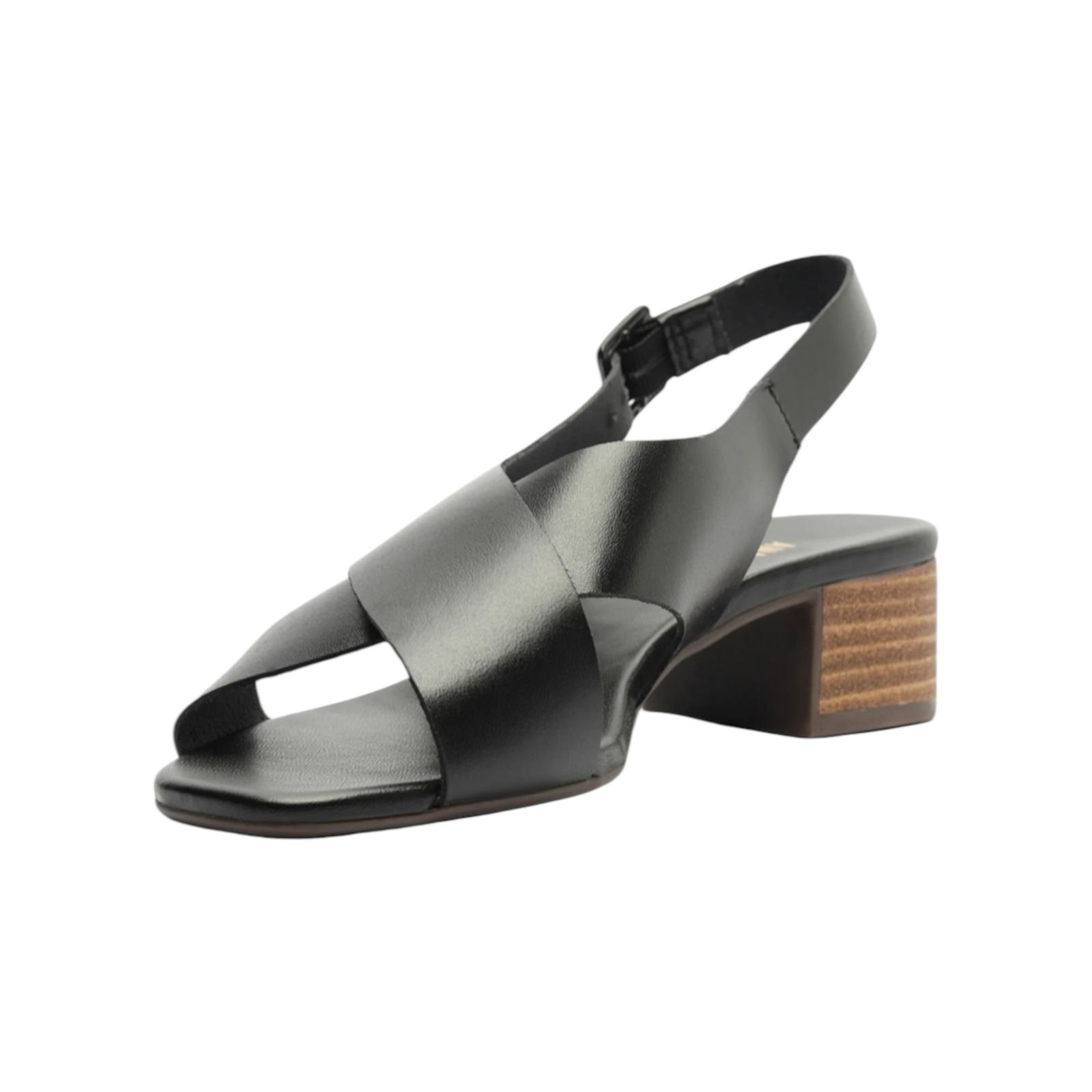 Sandalia Feminina Anacapri Couro Tiras Cruzadas Salto Medio Bloco Preto Preto 3