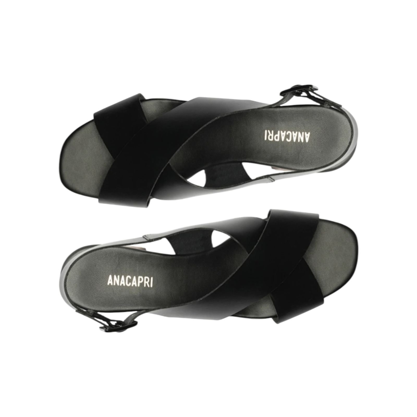 Sandalia Feminina Anacapri Couro Tiras Cruzadas Salto Medio Bloco Preto Preto 4