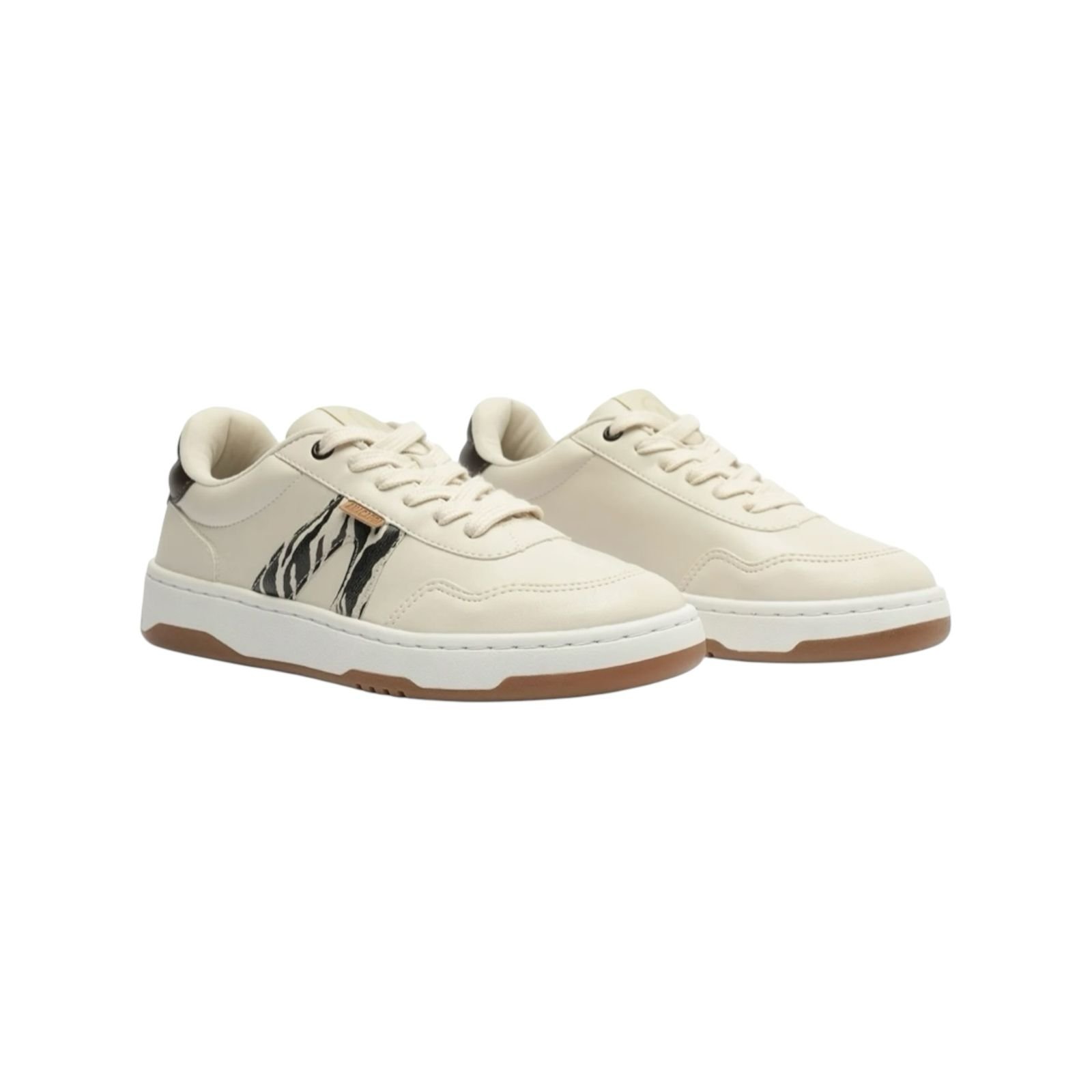 Tenis Feminino Anacapri Casual Recortes AC1119 Animal Print Creme Creme 2