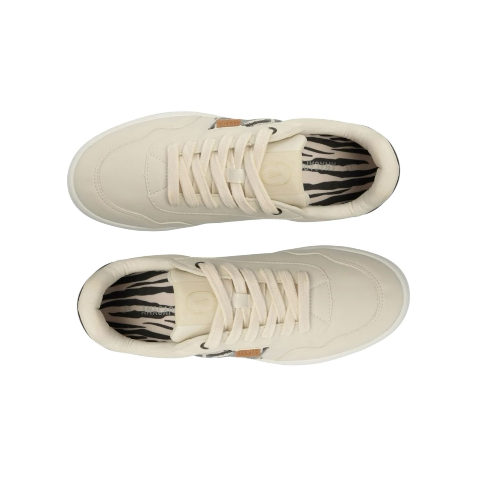 Tenis Feminino Anacapri Casual Recortes AC1119 Animal Print Creme Creme 4
