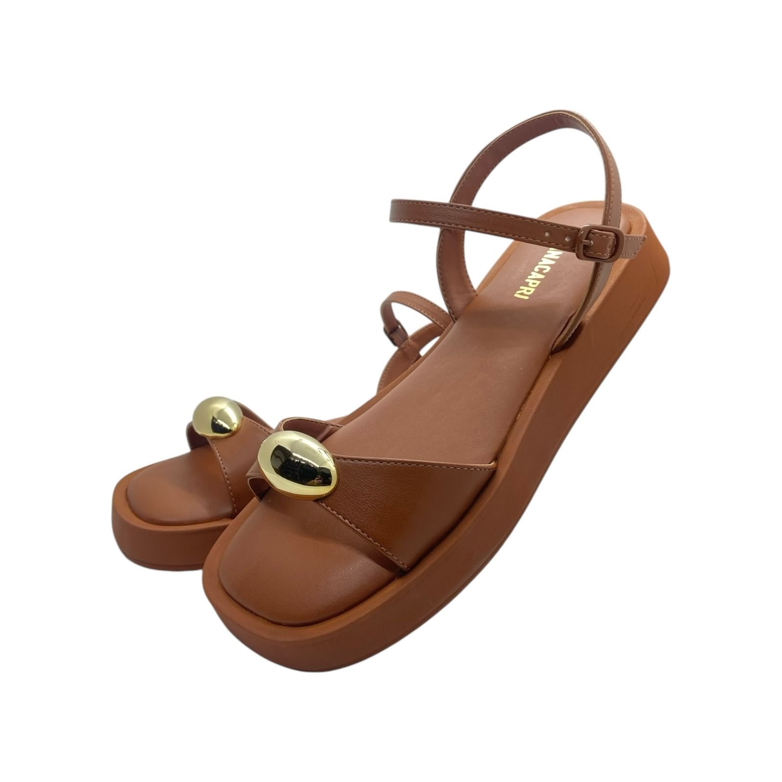 Sandalia Feminina Anacapri Flatform Metal Marrom Marrom 3