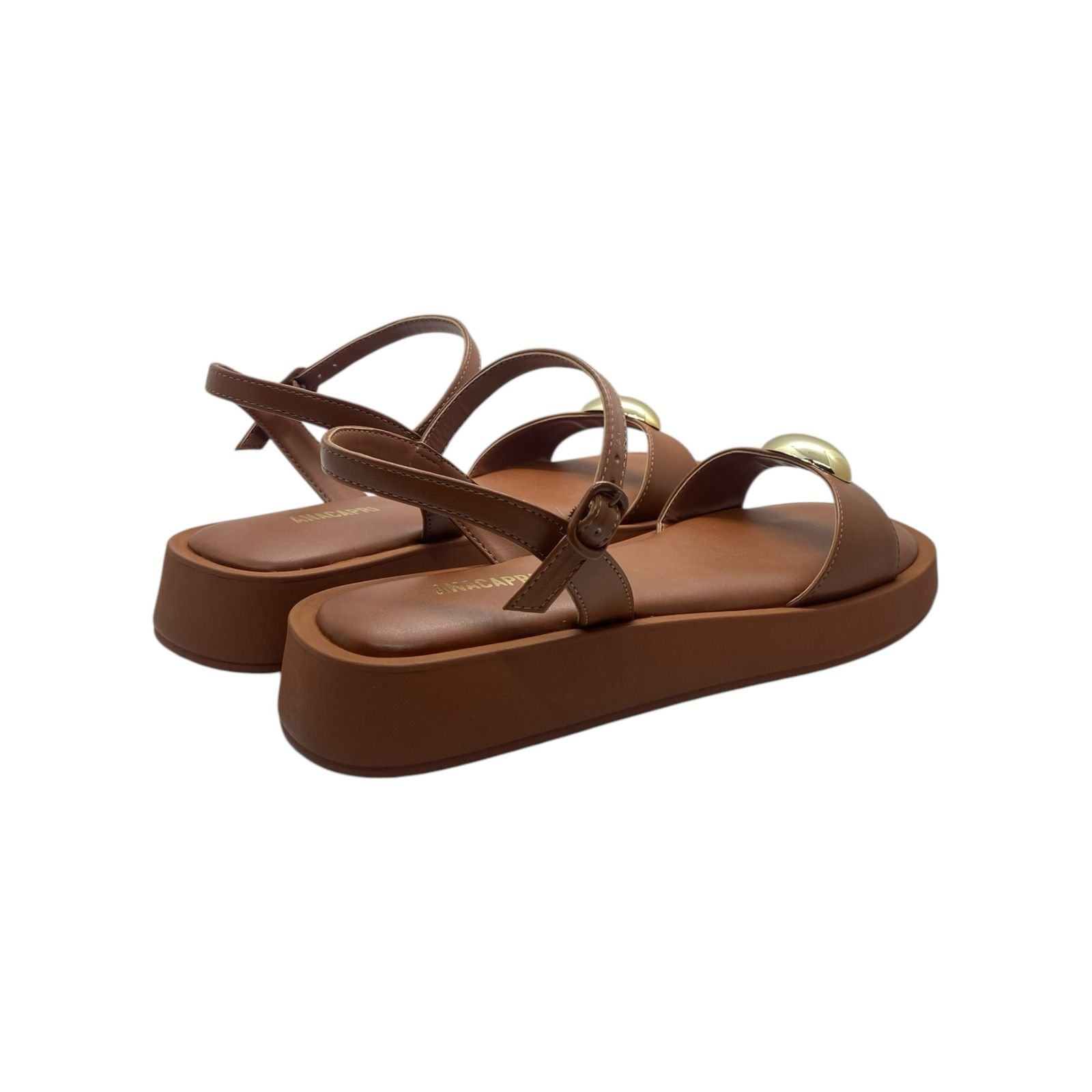 Sandalia Feminina Anacapri Flatform Metal Marrom Marrom 4