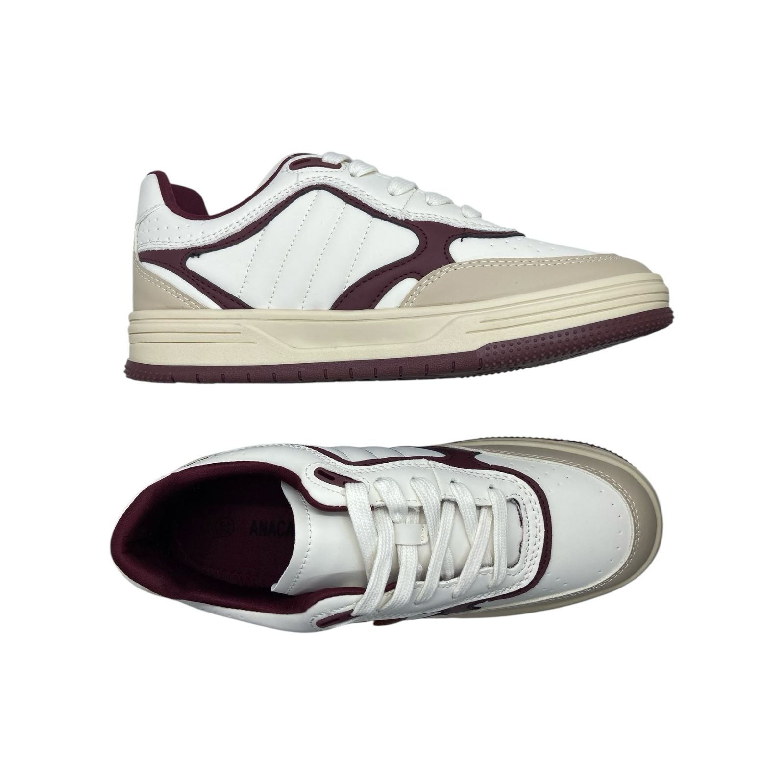 Tenis Feminino Anacapri Casual Recortes Vinho Bege/Vinho 6