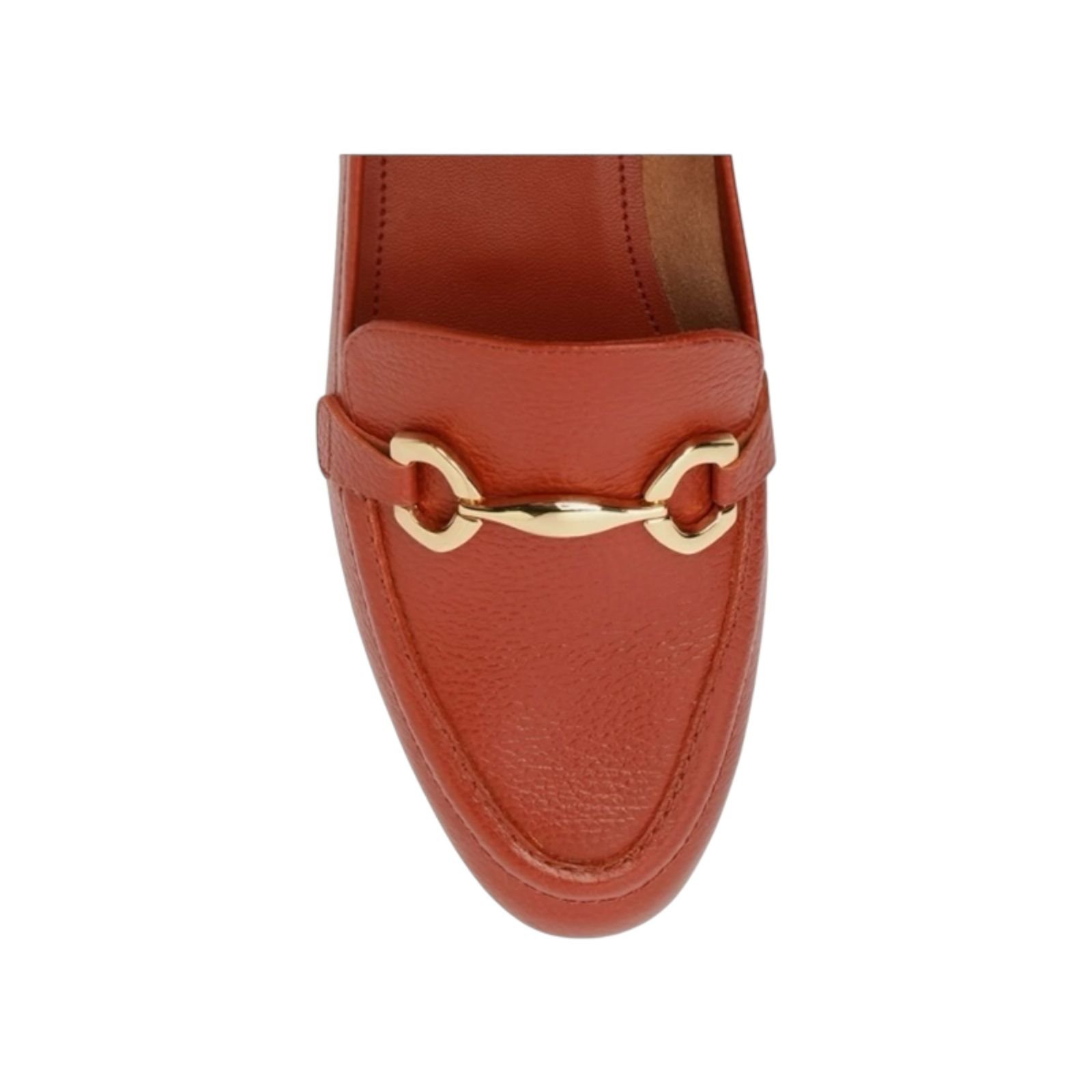 Mocassim Feminino Arezzo Couro Bridão Metálico Laranja Laranja 3