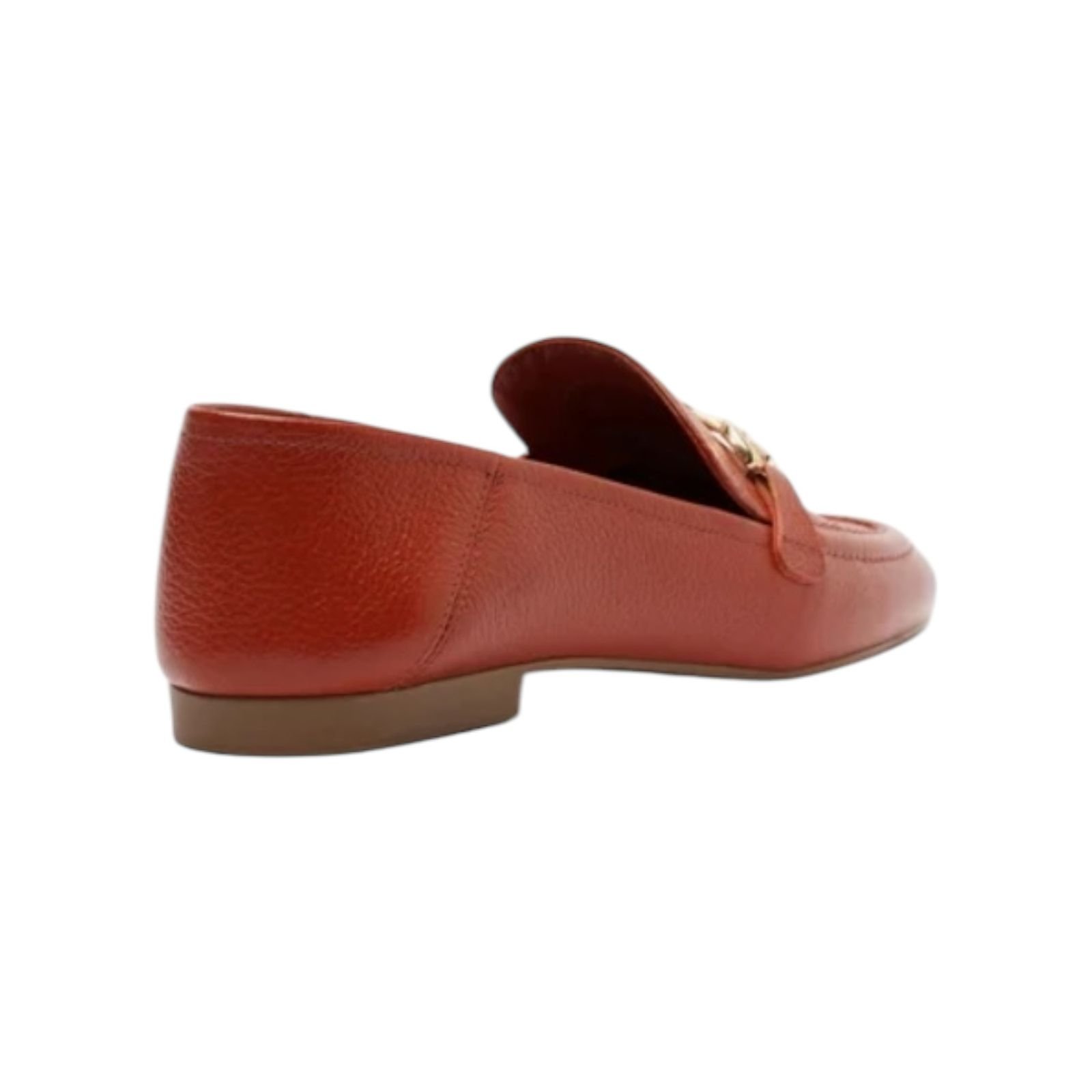 Mocassim Feminino Arezzo Couro Bridão Metálico Laranja Laranja 4