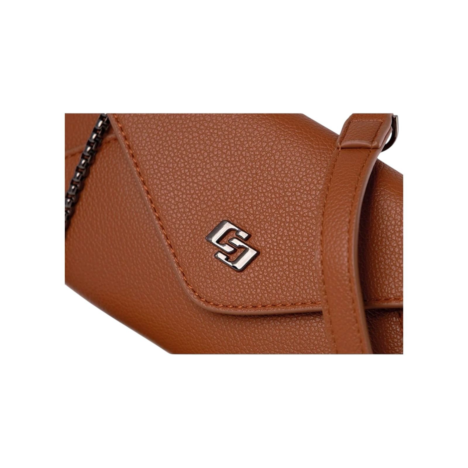 Carteira Feminina Colcci Envelope Mini Alça Corrente Caramelo Caramelo 4