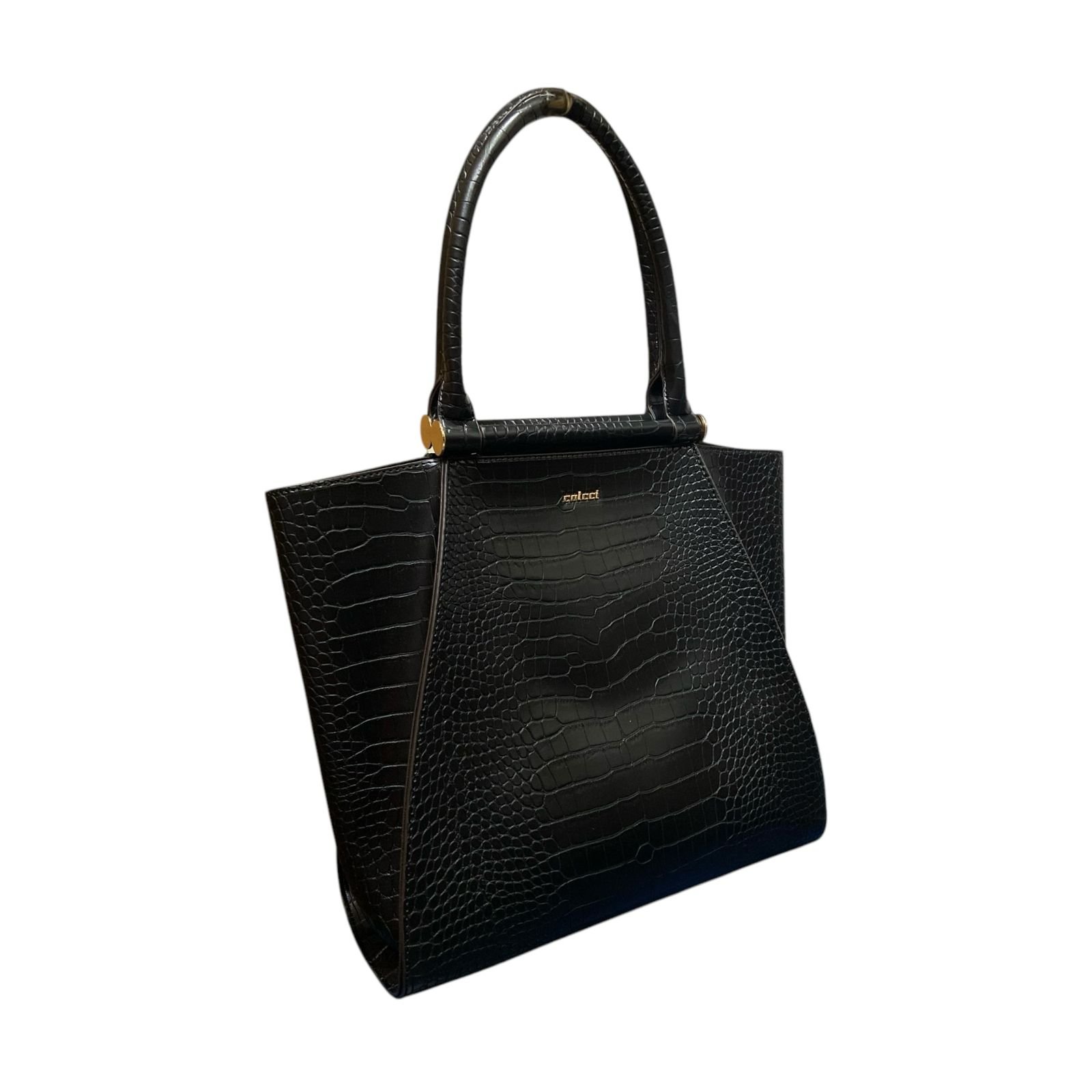Bolsa Feminina Colcci Shopping Bag Croco De Ombro Grande Preto Preto 2