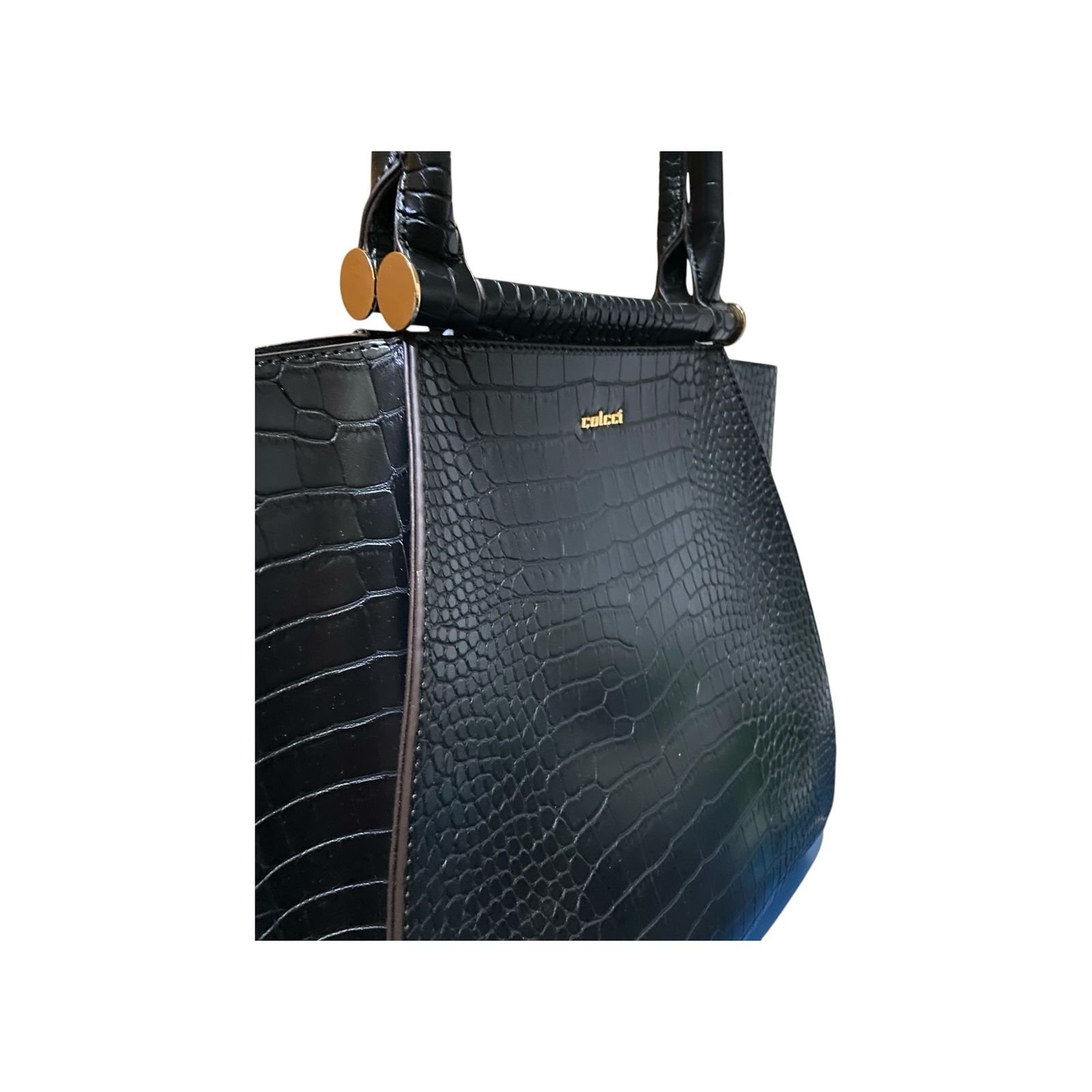 Bolsa Feminina Colcci Shopping Bag Croco De Ombro Grande Preto Preto 5