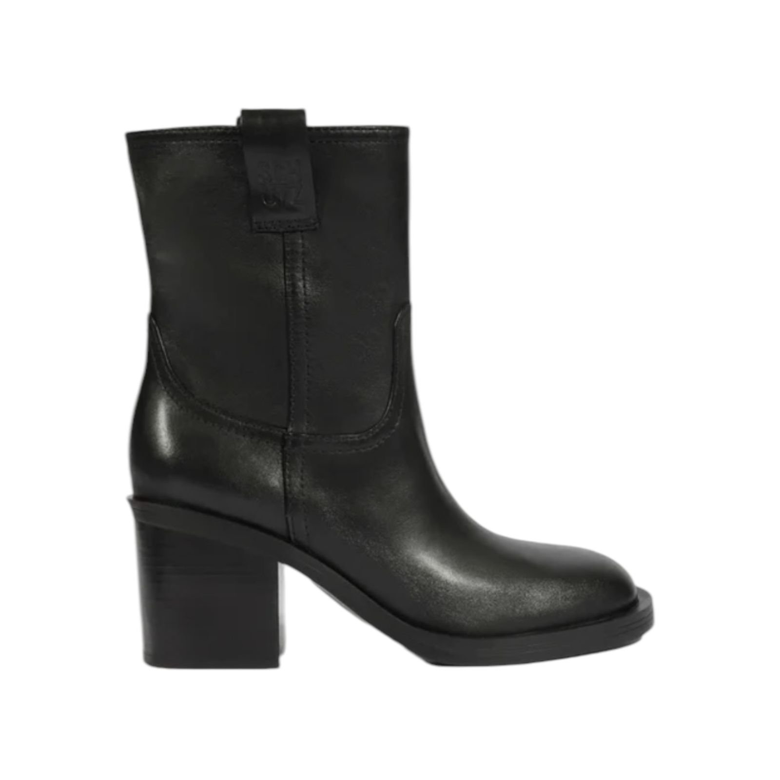 Bota Feminina Schutz Couro Salto Bloco Cano Médio Preto