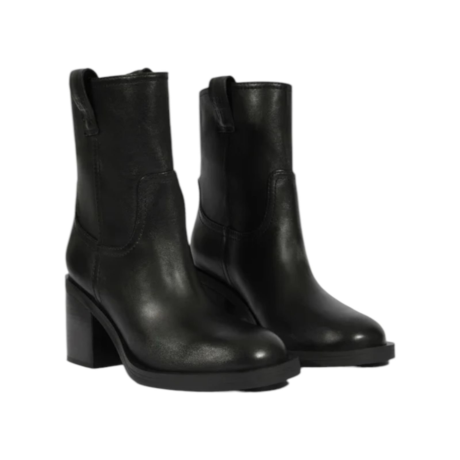 Bota Feminina Schutz Couro Salto Bloco Cano Médio Preto Preto 2