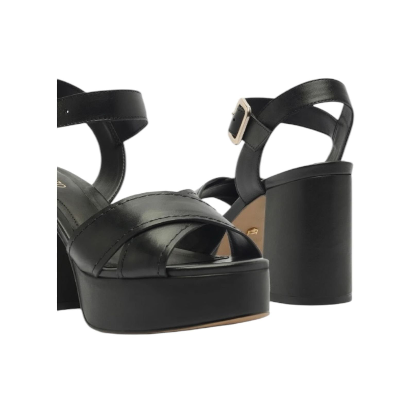 Sandalia Feminina Arezzo Couro Meia Pata Salto Bloco Preto Preto 4