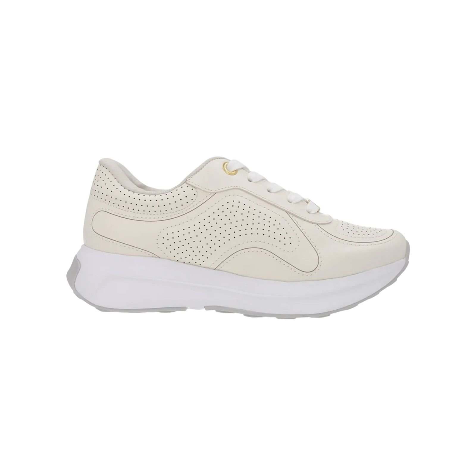 Tênis Feminino Usaflex Couro Casual Sola Alta Creme