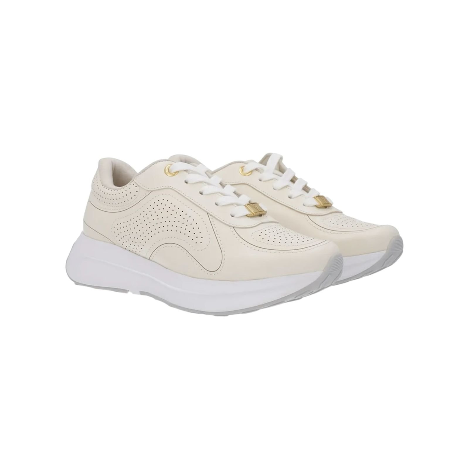 Tênis Feminino Usaflex Couro Casual Sola Alta Creme Creme 2
