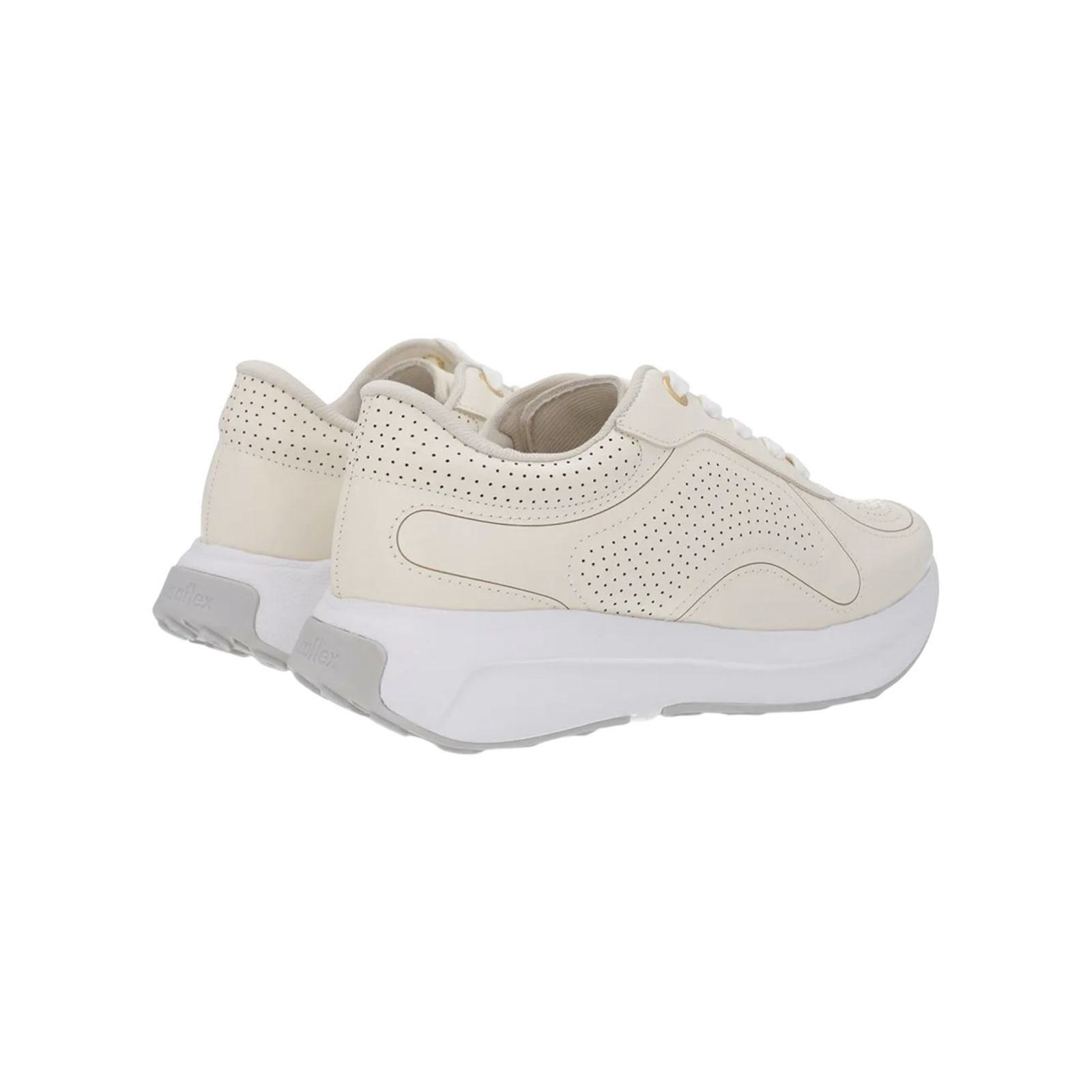 Tênis Feminino Usaflex Couro Casual Sola Alta Creme Creme 3