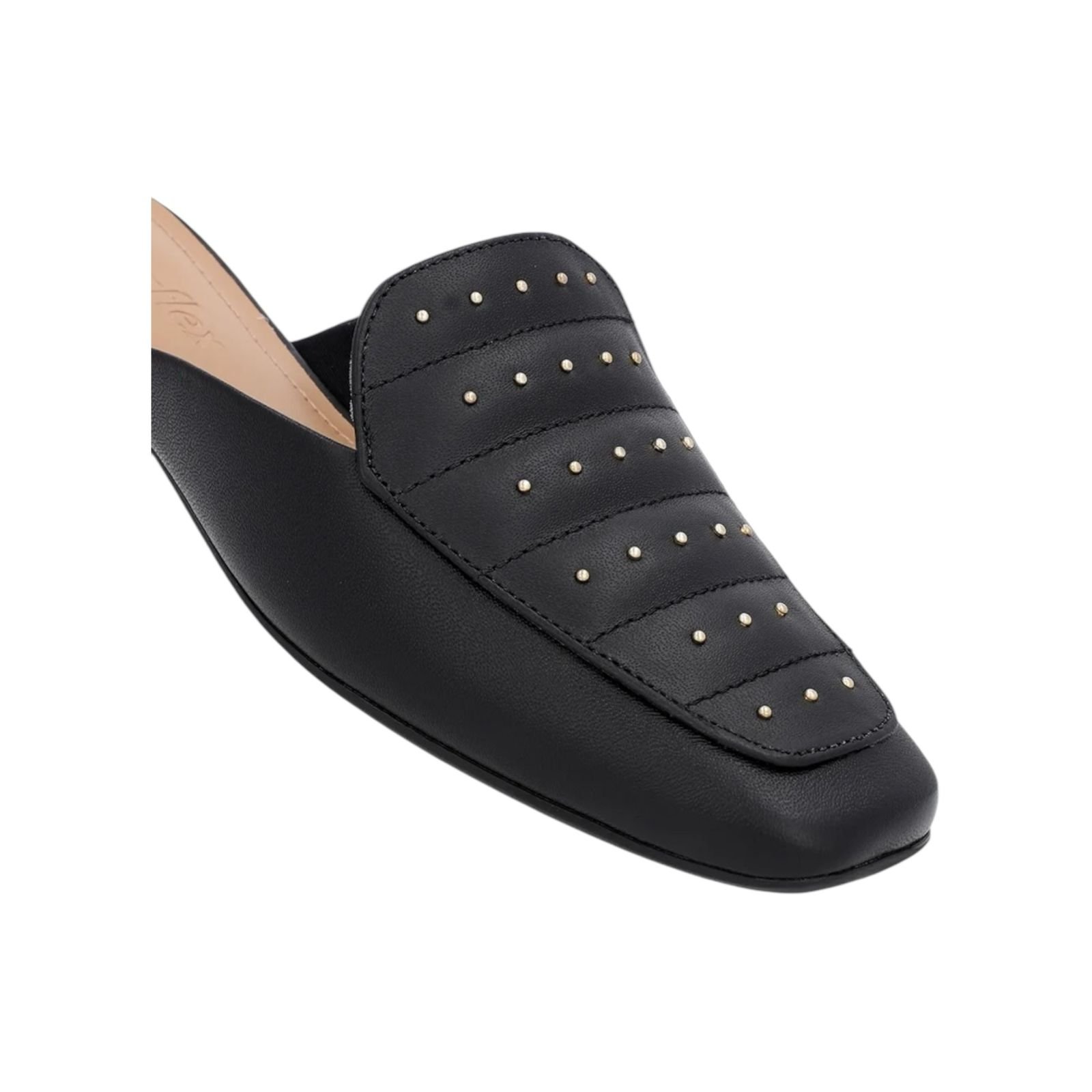 Mule Feminino Usaflex Couro Costura Enfeite Salto Baixo Preto Preto 3