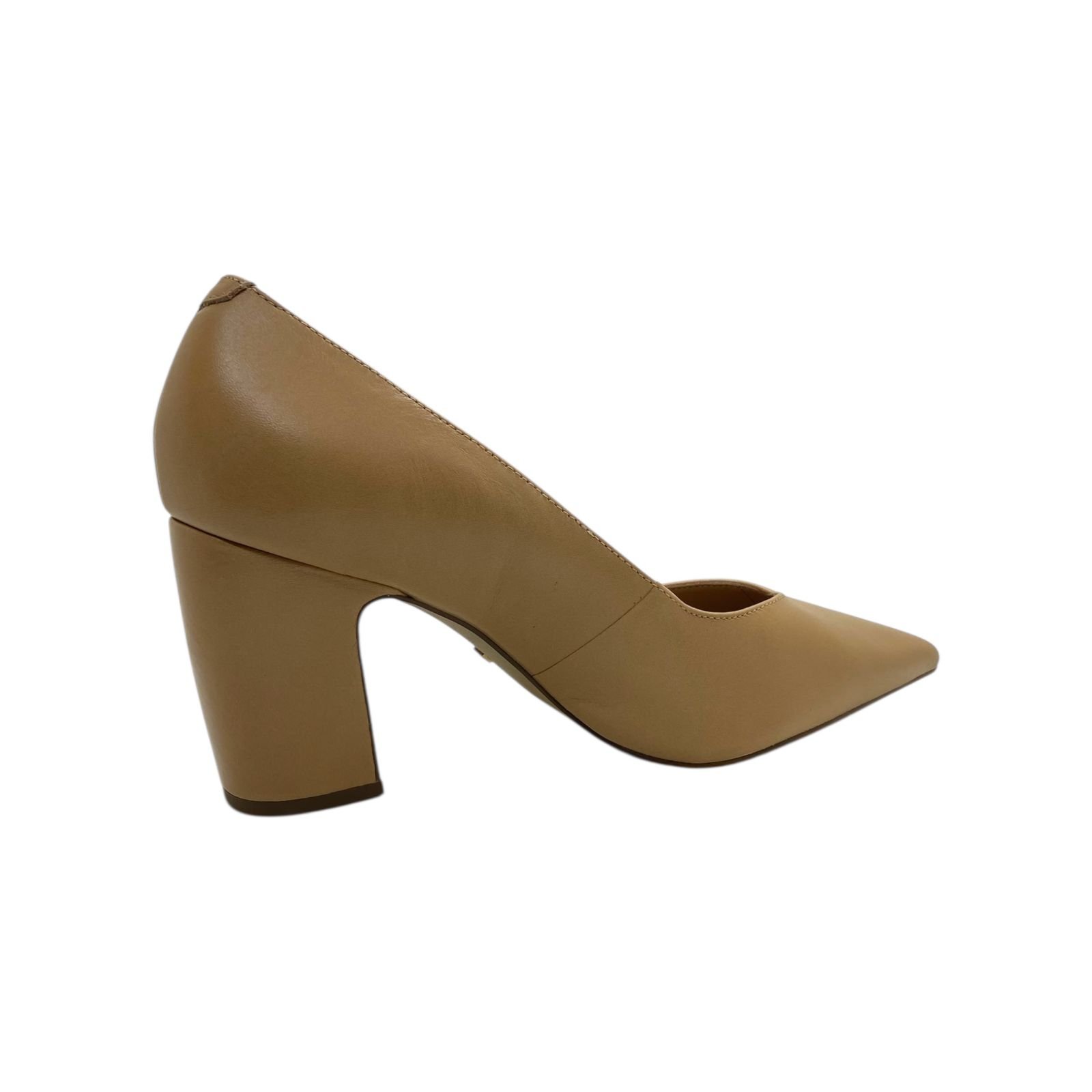 Scarpin Feminino Arezzo Couro Leather Salto Alto Bloco Bege Bege 3