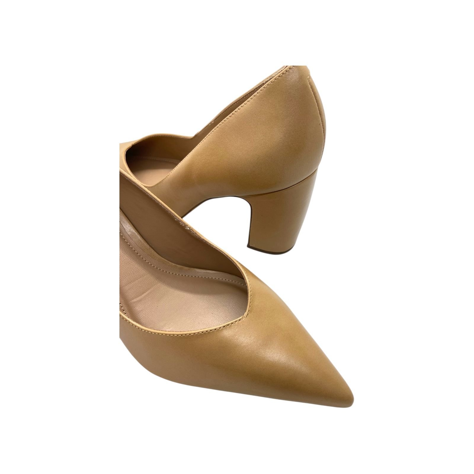 Scarpin Feminino Arezzo Couro Leather Salto Alto Bloco Bege Bege 6
