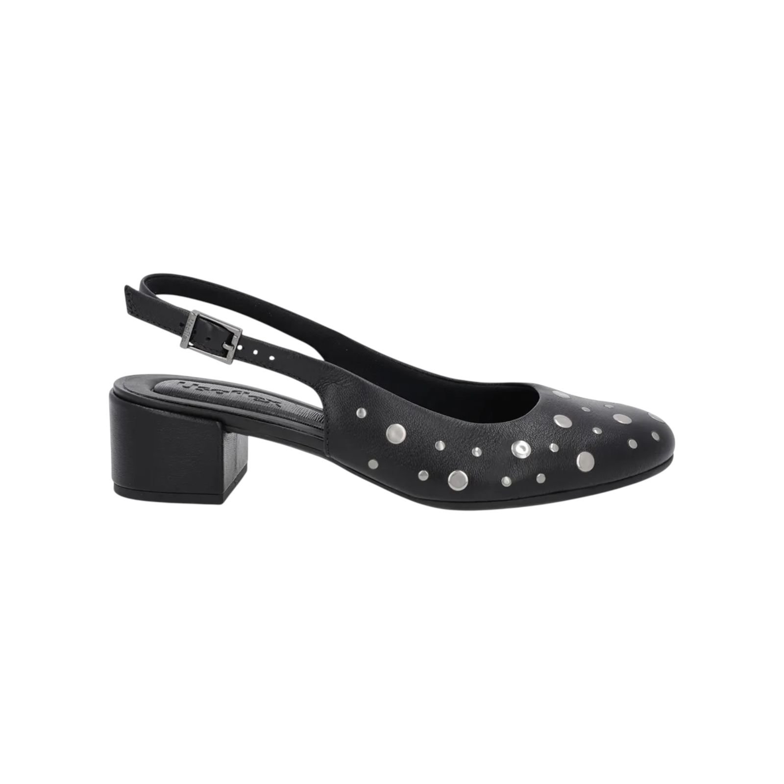Scarpin Feminino Usaflex Couro Slingback Laser Tachas Preto