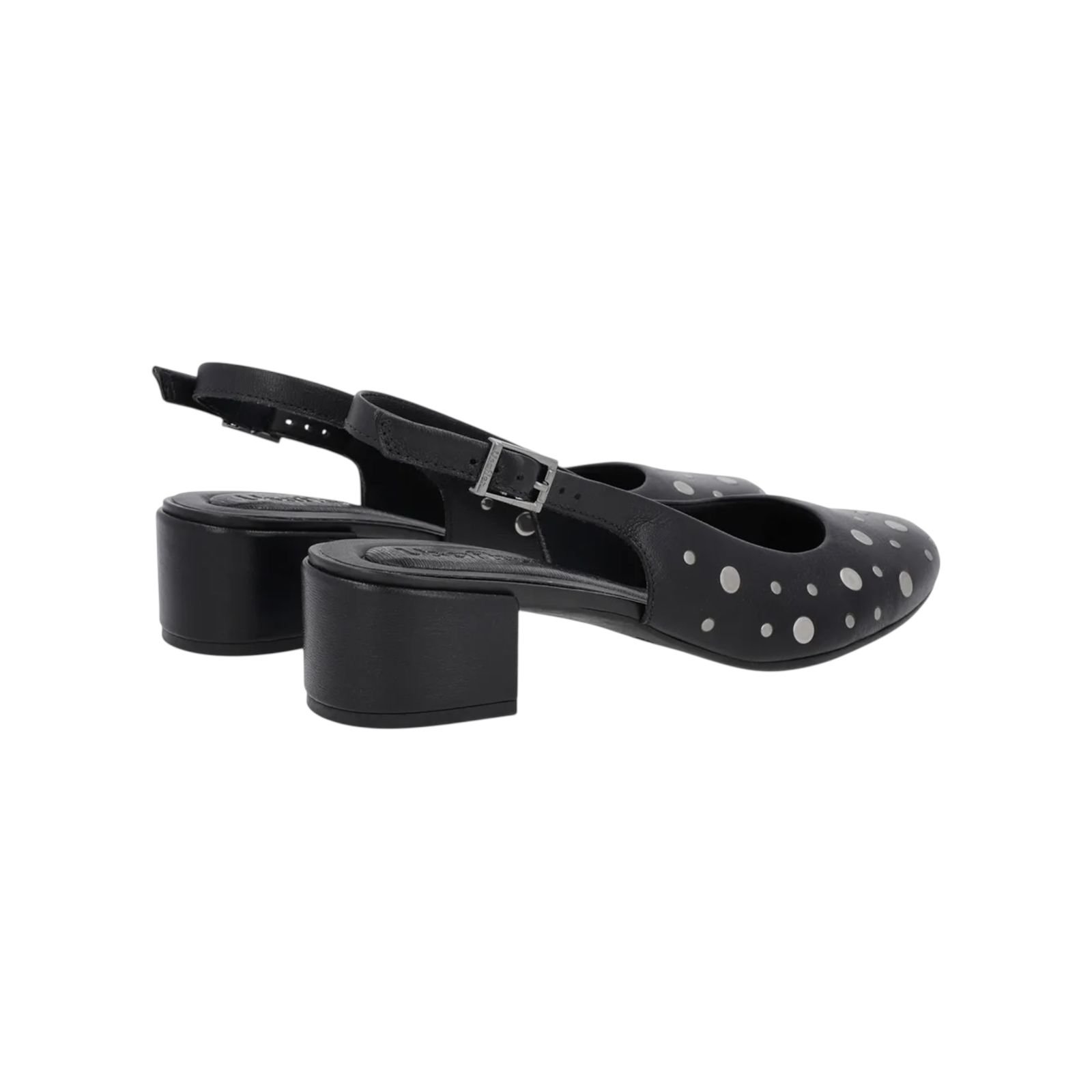 Scarpin Feminino Usaflex Couro Slingback Laser Tachas Preto Preto 3