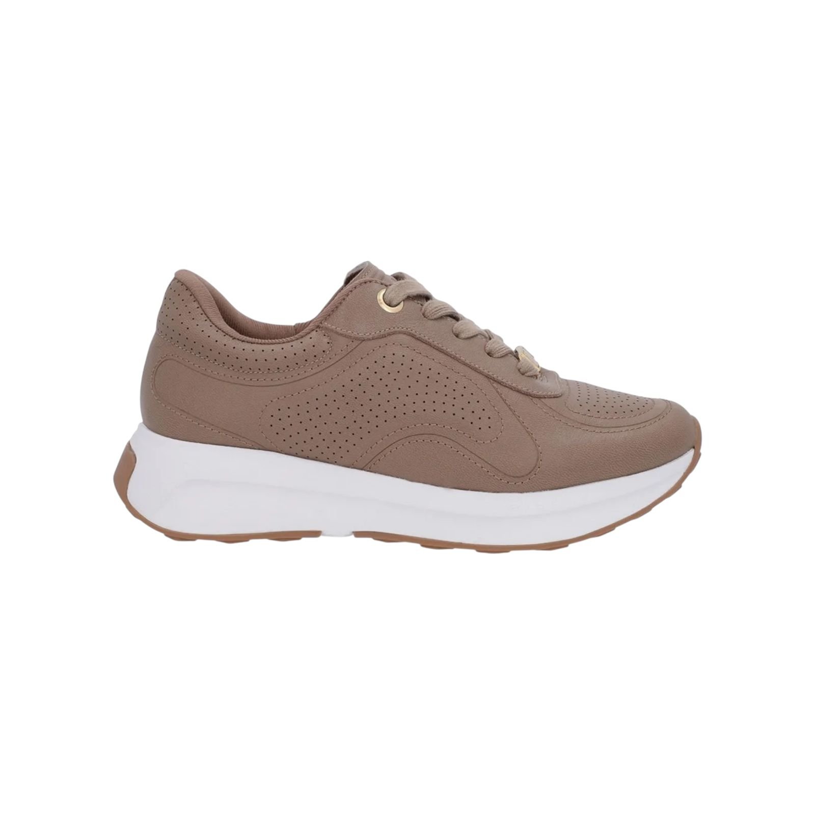 Tênis Feminino Usaflex Couro Casual Sola Alta Marrom