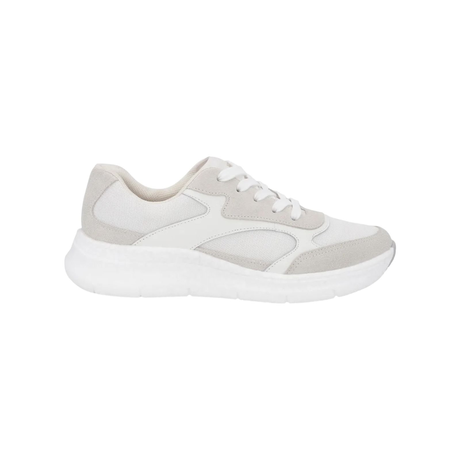 Tênis Feminino Usaflex Couro Casual Cadarço Branco