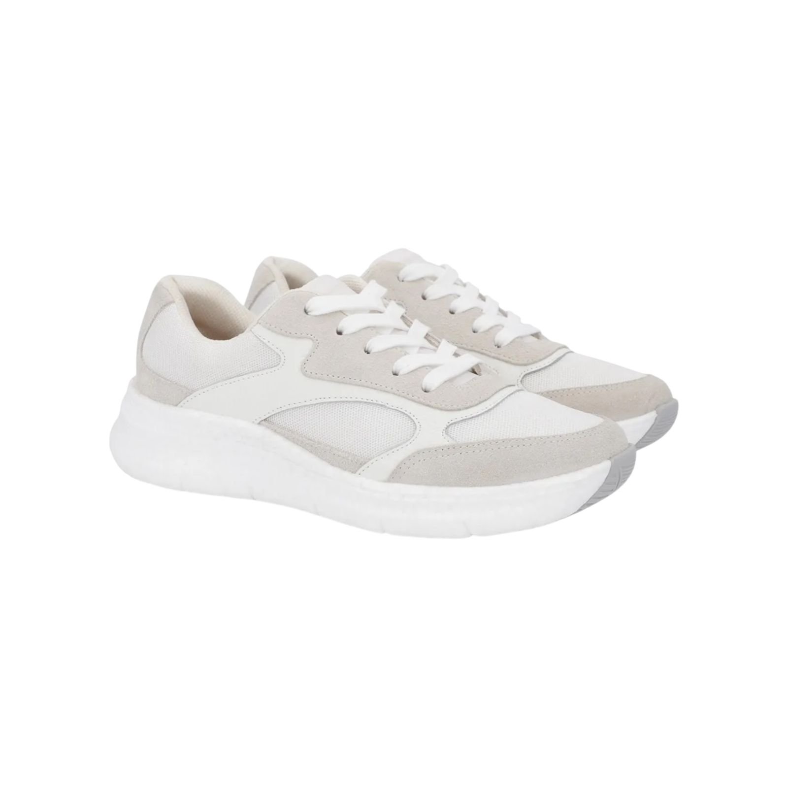 Tênis Feminino Usaflex Couro Casual Cadarço Branco Branco 2