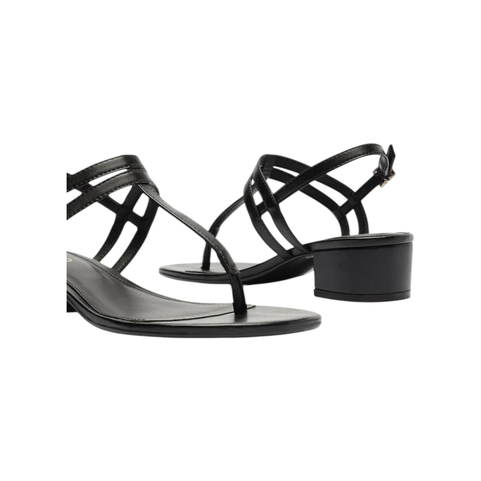Sandália Feminina Arezzo Tiras Slim Salto Baixo Bloco Preto Preto 5