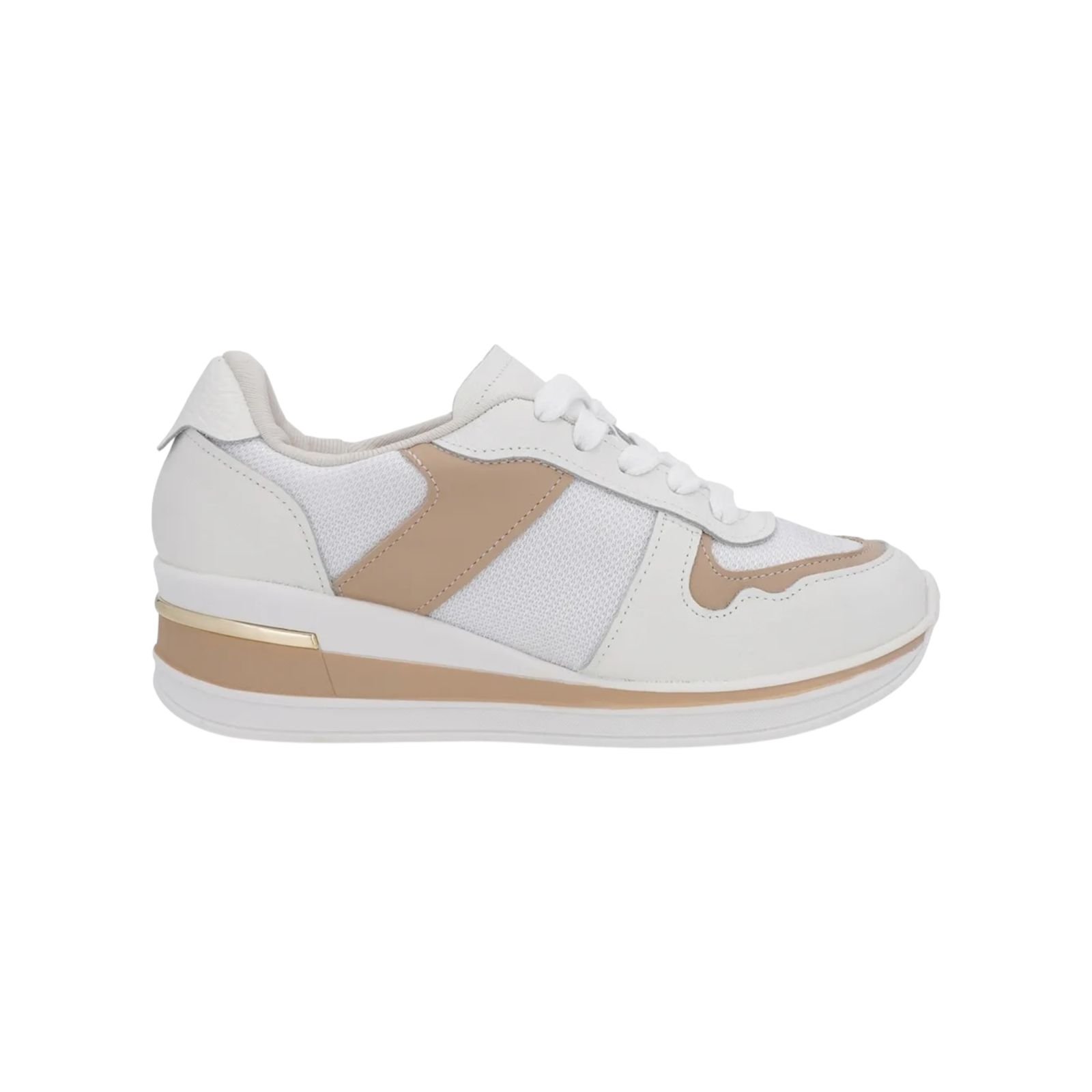 Tenis Feminino Usaflex Casual Multimaterial Cadarço Branco