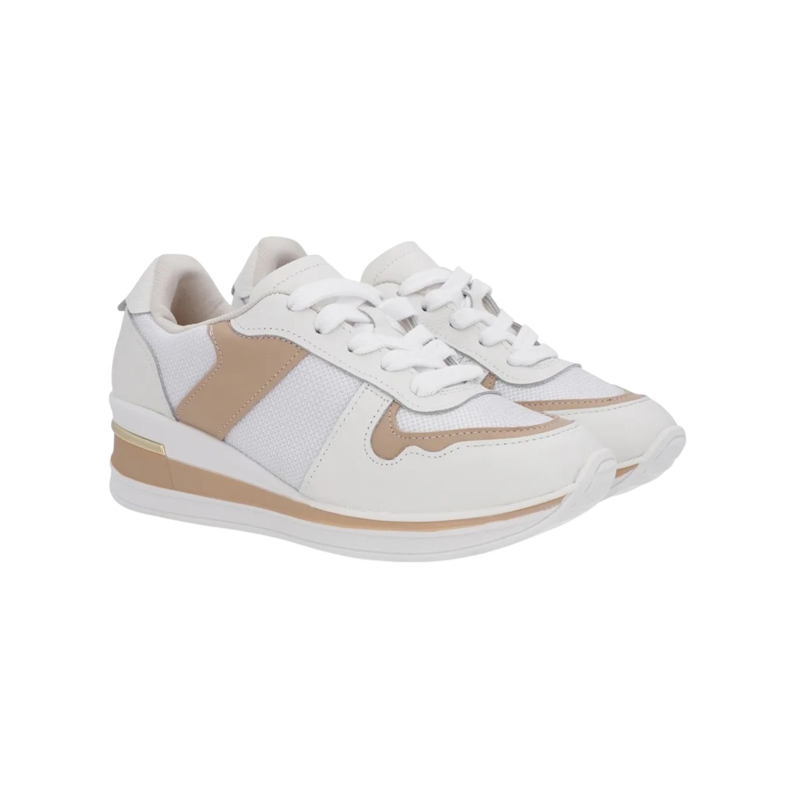 Tenis Feminino Usaflex Casual Multimaterial Cadarço Branco Branco 2