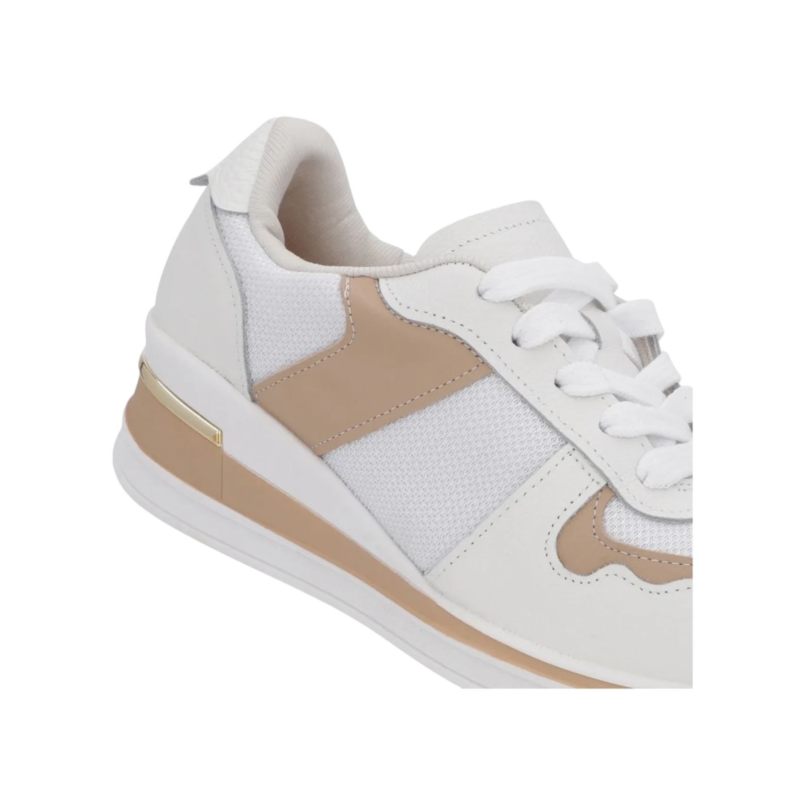 Tenis Feminino Usaflex Casual Multimaterial Cadarço Branco Branco 3