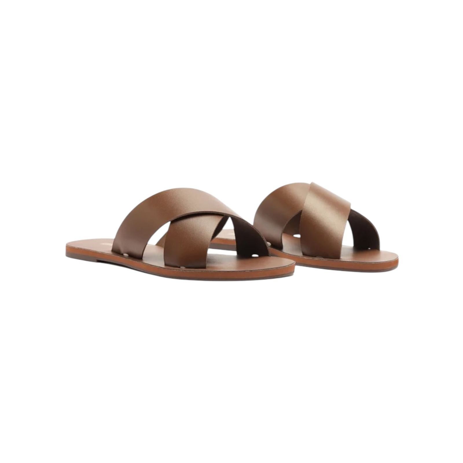 Sandalia Rasteira Feminina Anacapri Couro Tiras Cruzadas Marrom Marrom 2